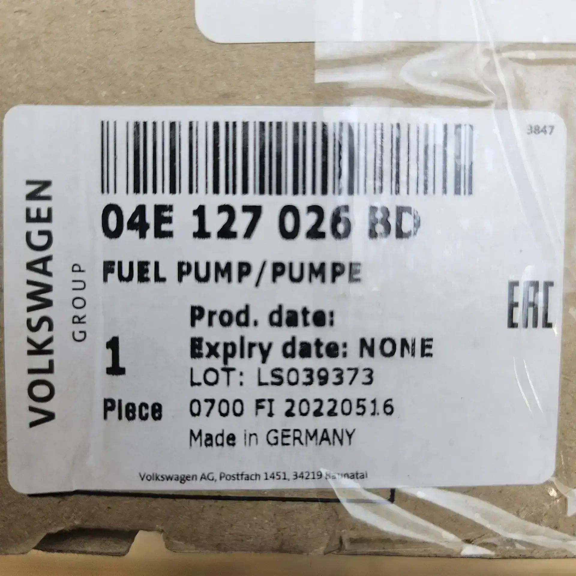 OEM VAG 04E127026BD – Fuel pump