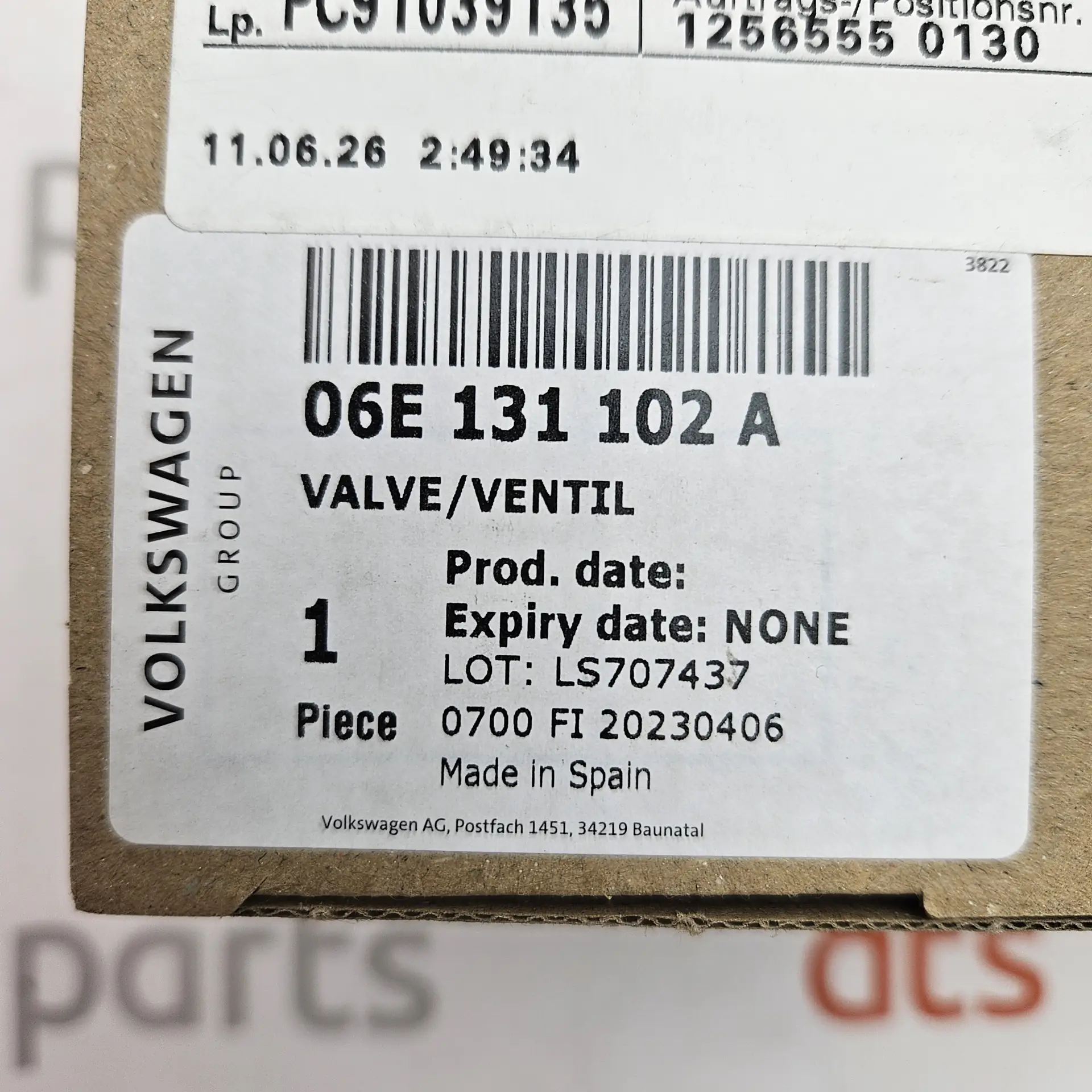 OEM VAG 06E131102A – Secondary air injection pump check valve