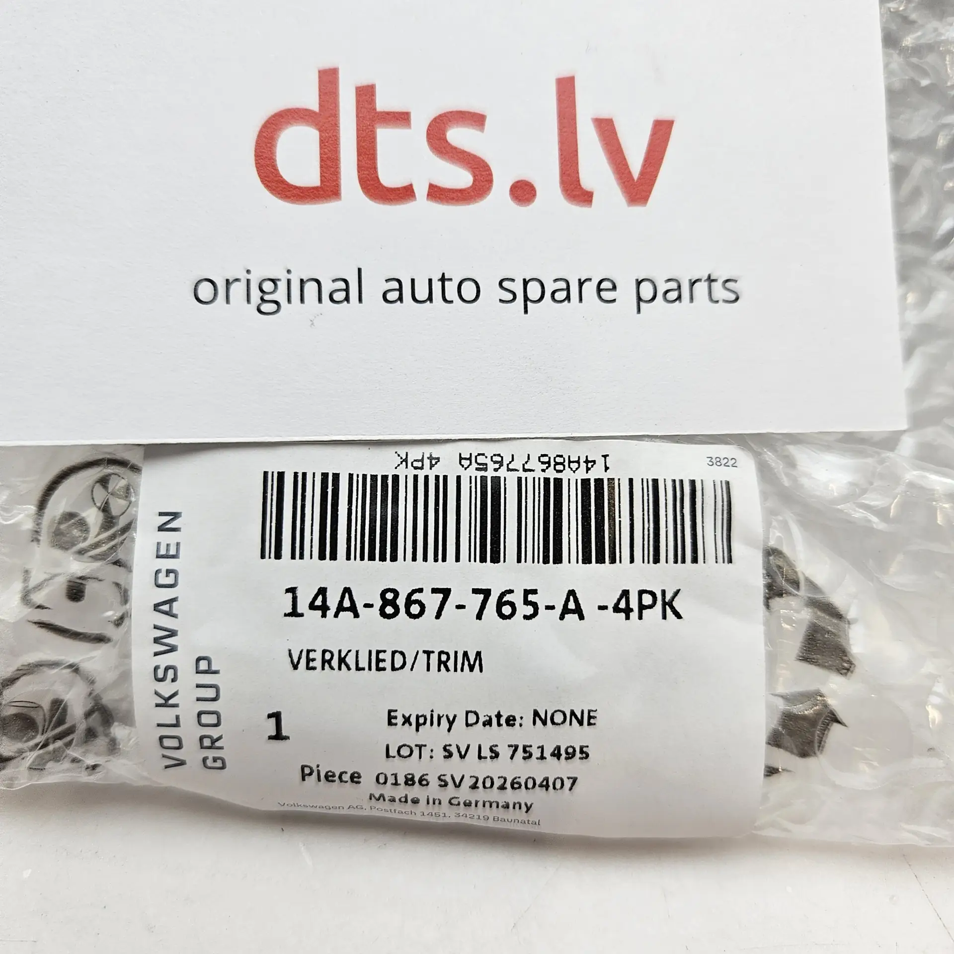 OEM VAG 14A867765A4PK – Left parcel shelf side trim panel