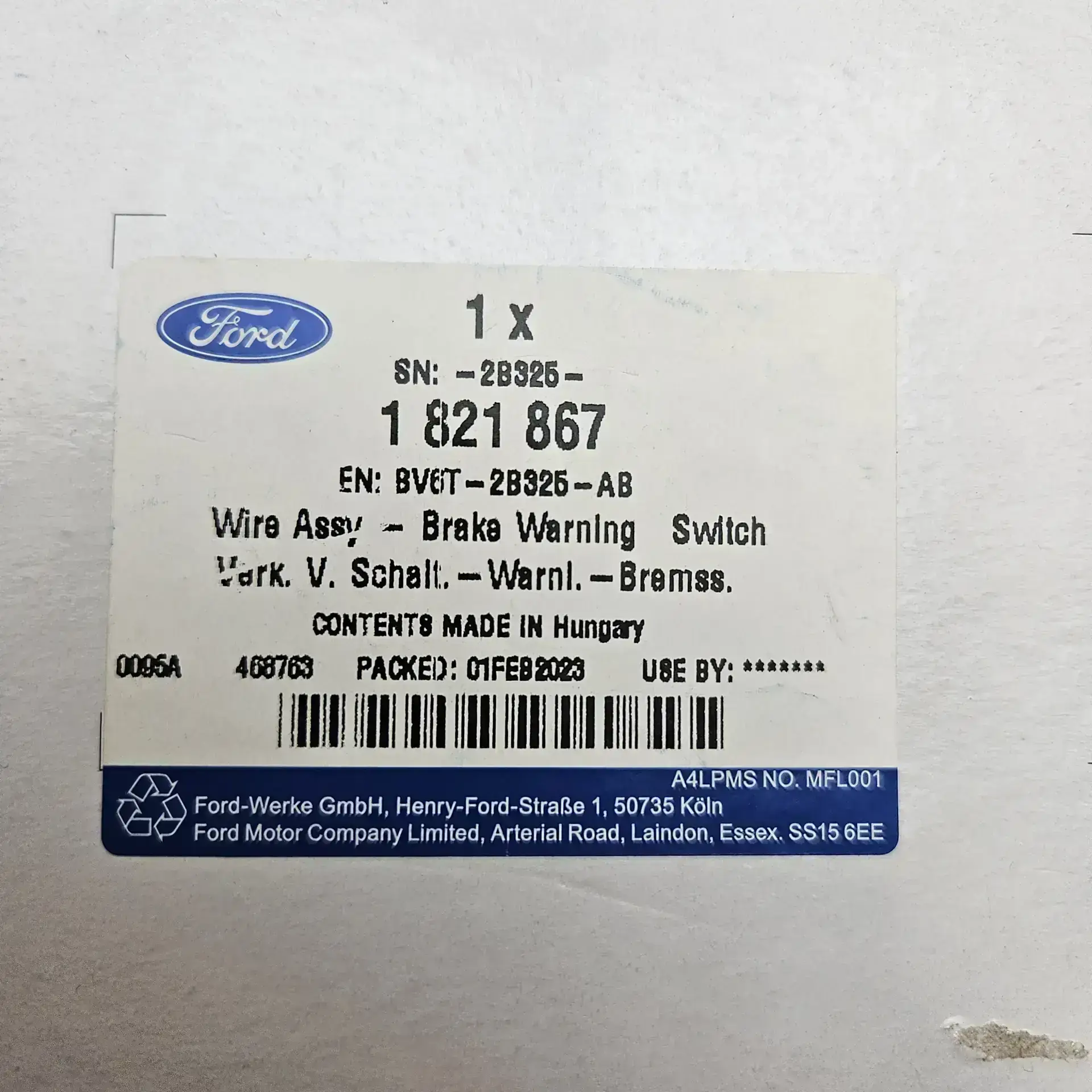 OEM Ford 1821867 – Front ABS Sensor Wire Assy  NEW GENUINE