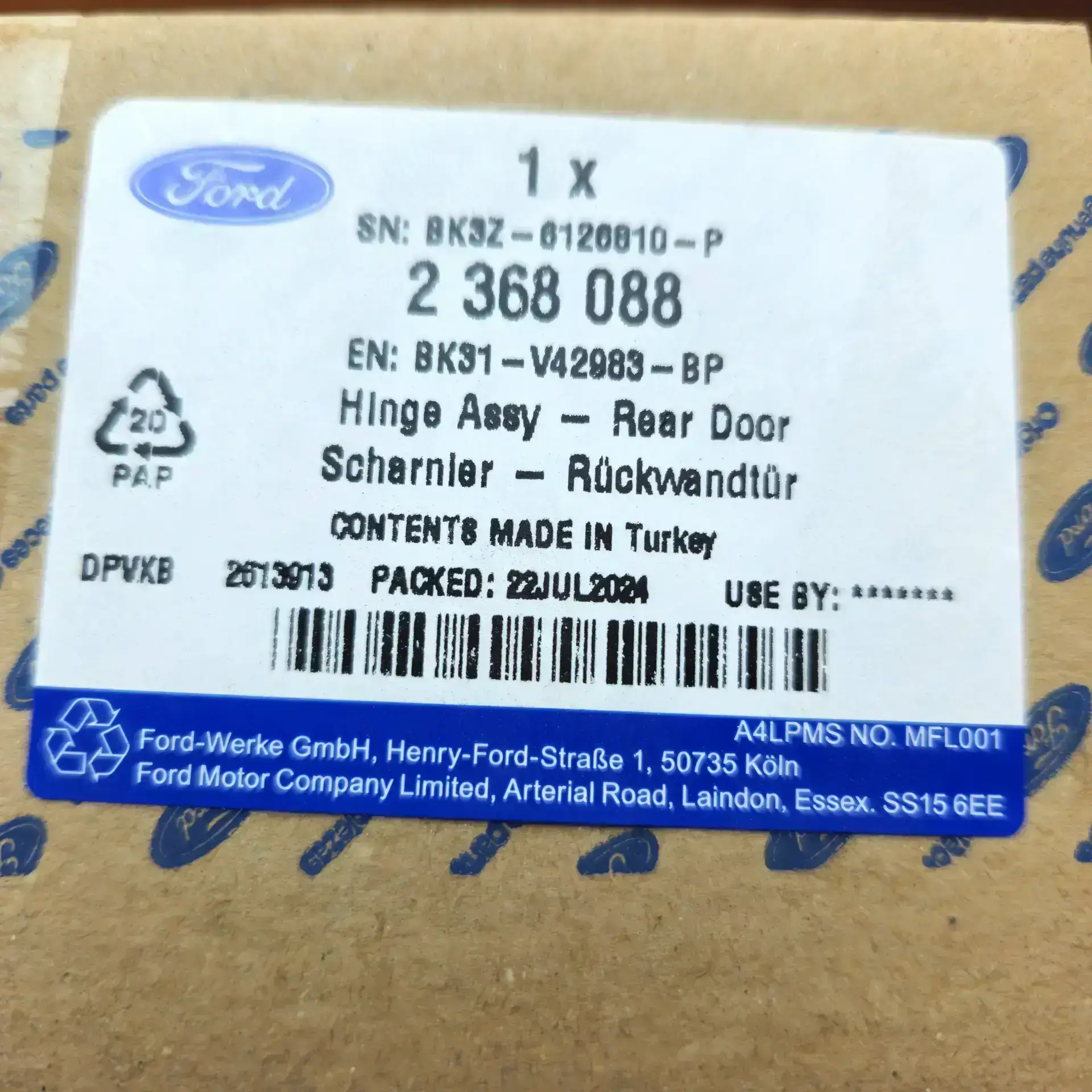 OEM Ford 2368088 – Rear left upper door hinge