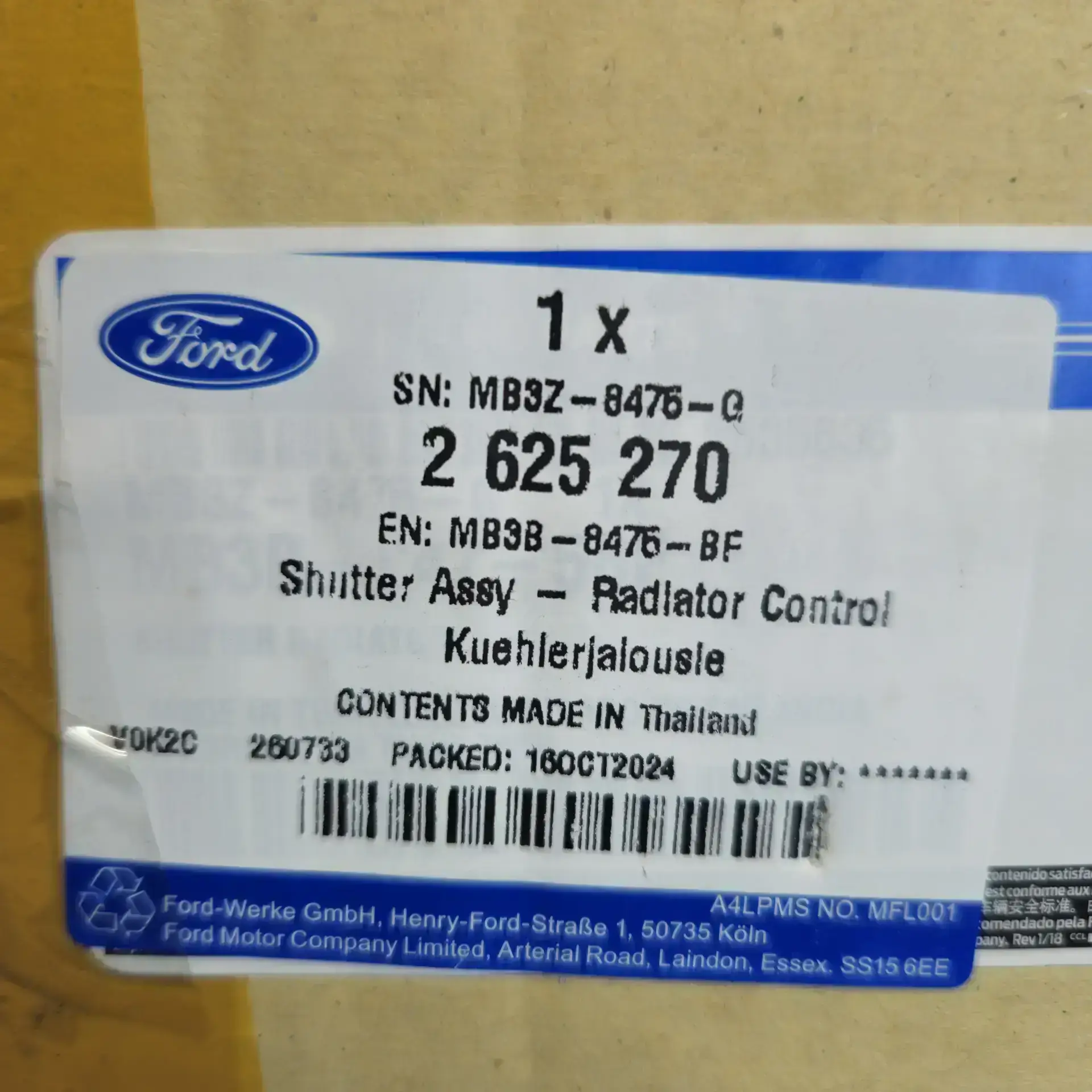 OEM Ford 2625270 – Radiator air duct with shutter