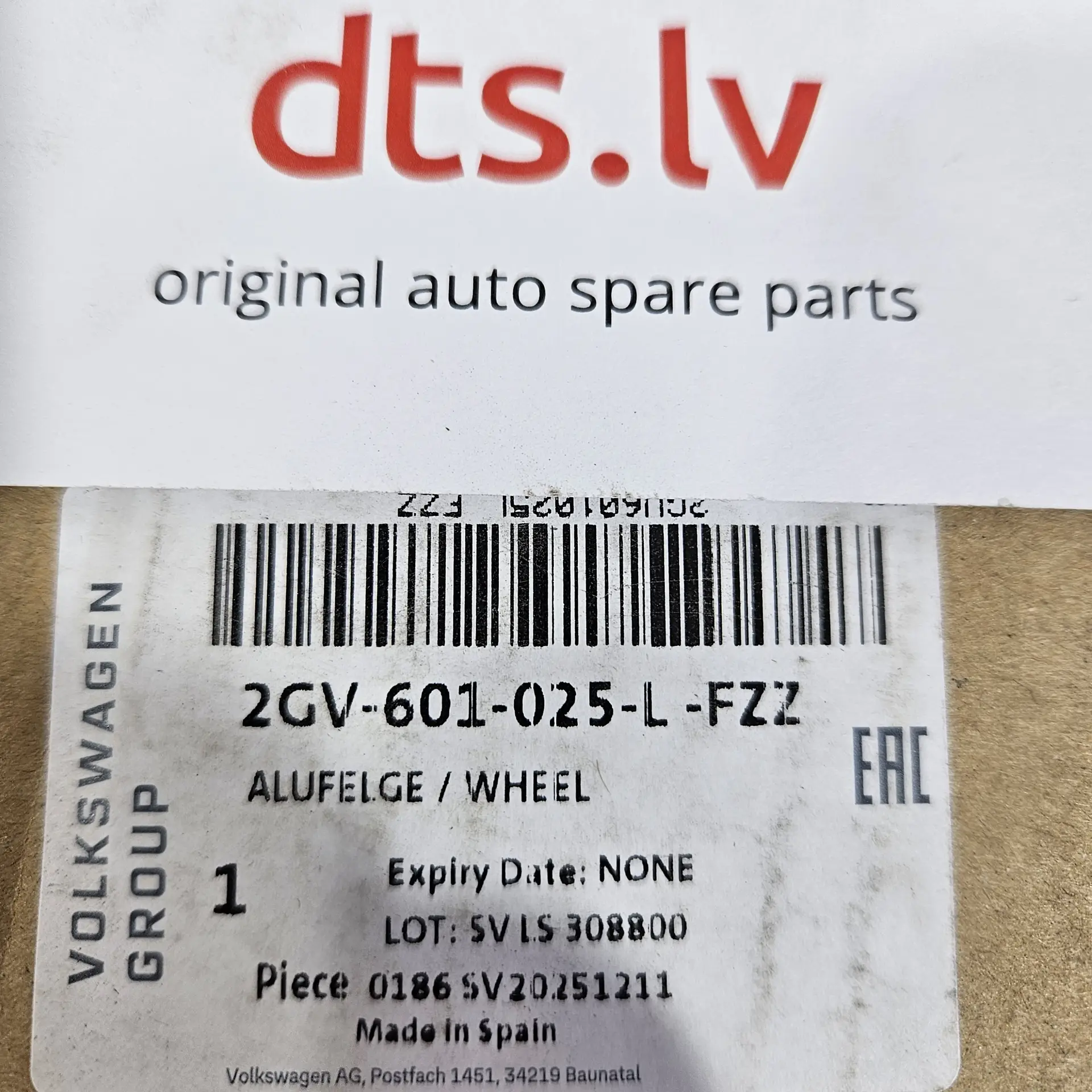OEM VAG 2GV601025LFZZ – Front or rear alloy wheel rim 19-inch