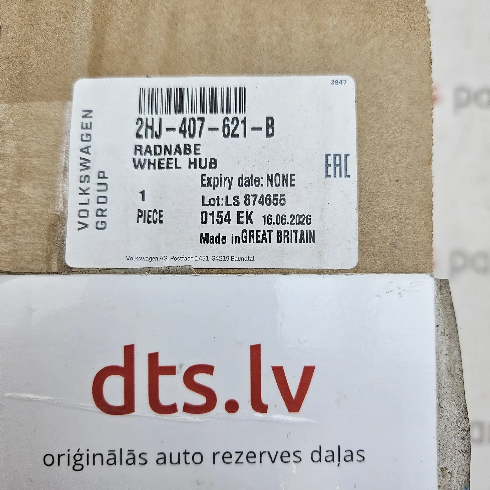 OEM Volkswagen 2HJ407621B – Wheel hub and bearing assembly