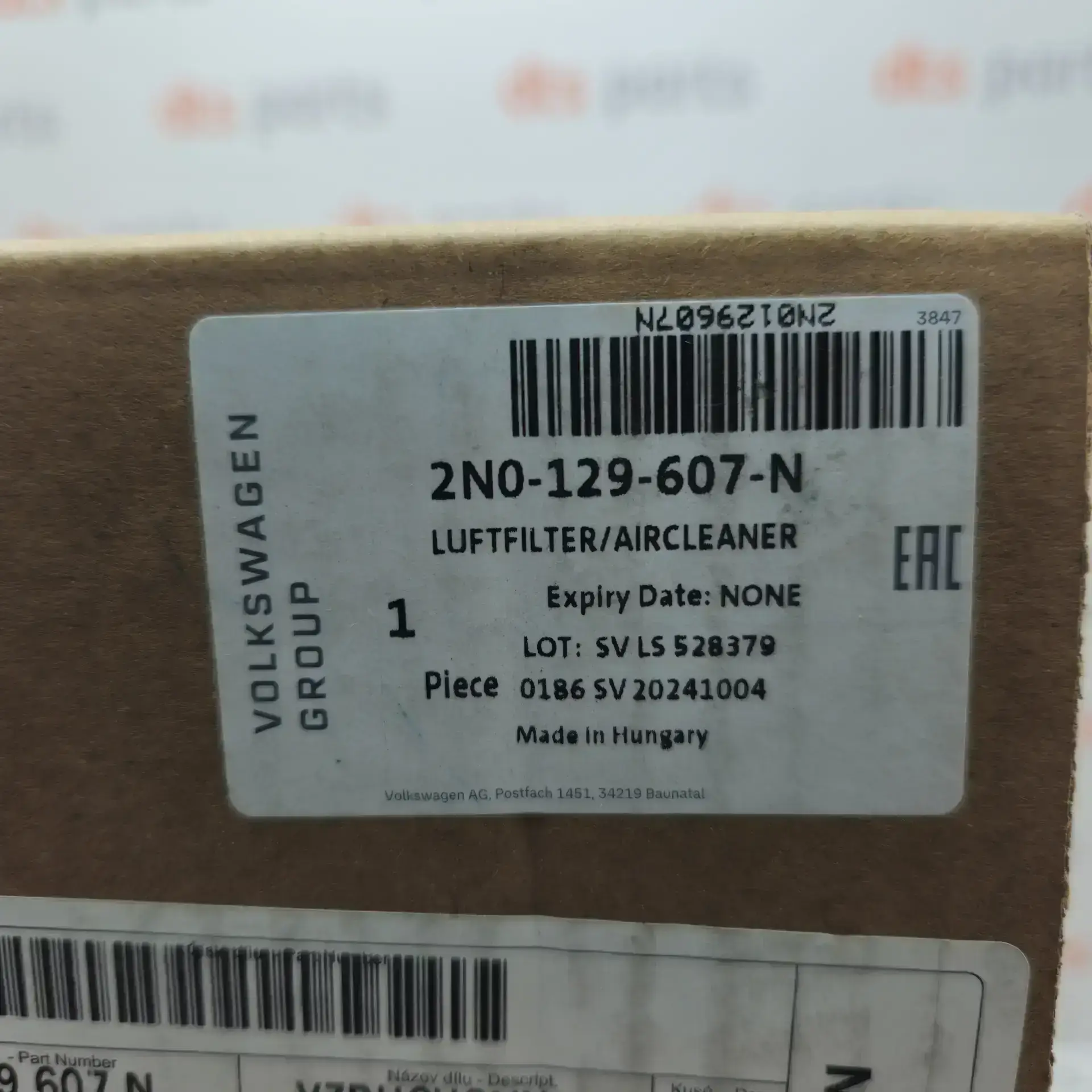 OEM Volkswagen 2N0129607N – Air filter casing