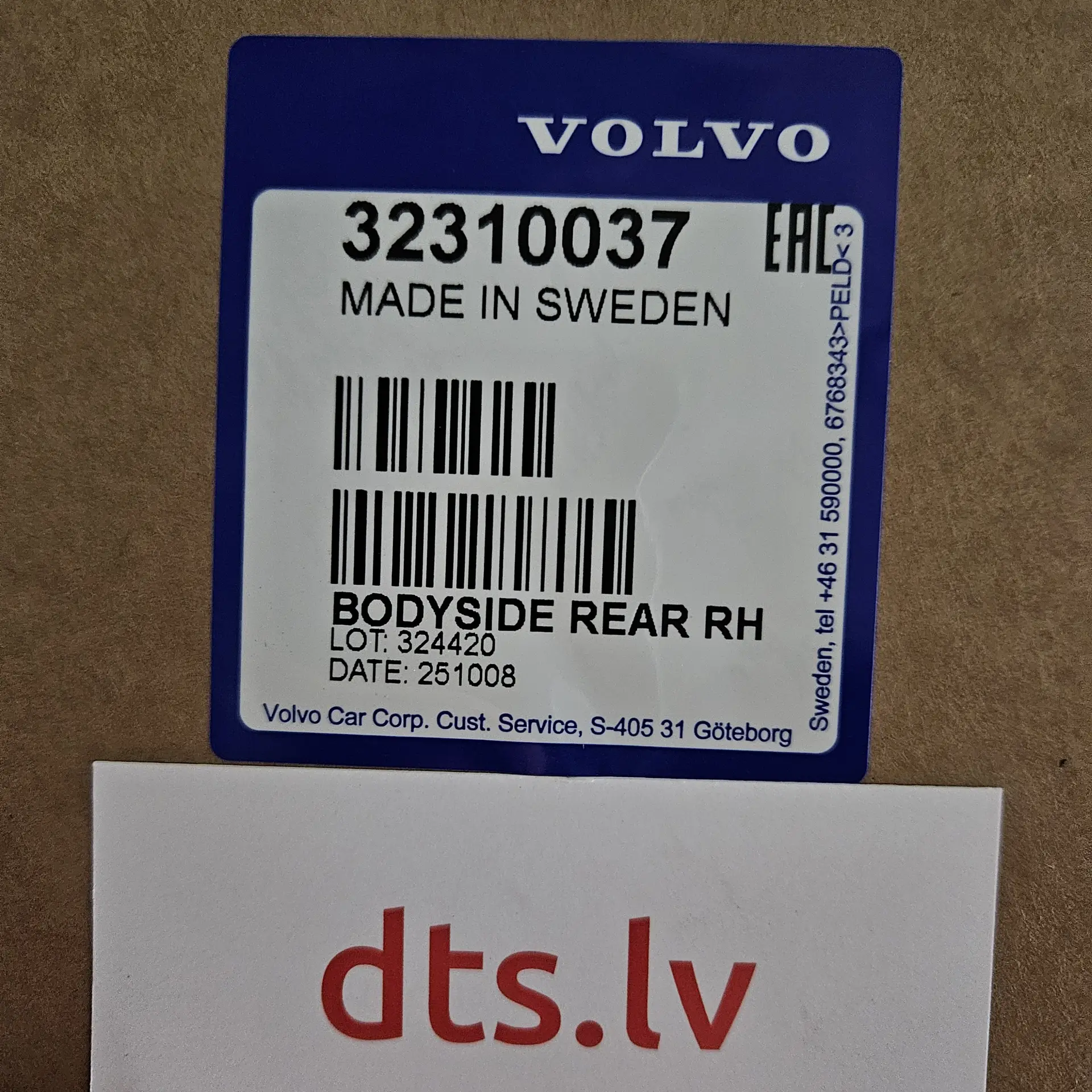 OEM Volvo 32310037 – Right rear quarter panel