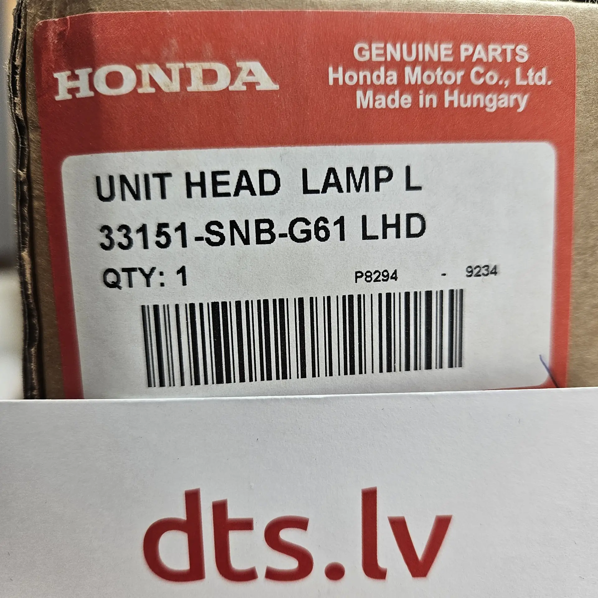 OEM Honda 33151SNBG61 – Headlight Unit, L. (Left)