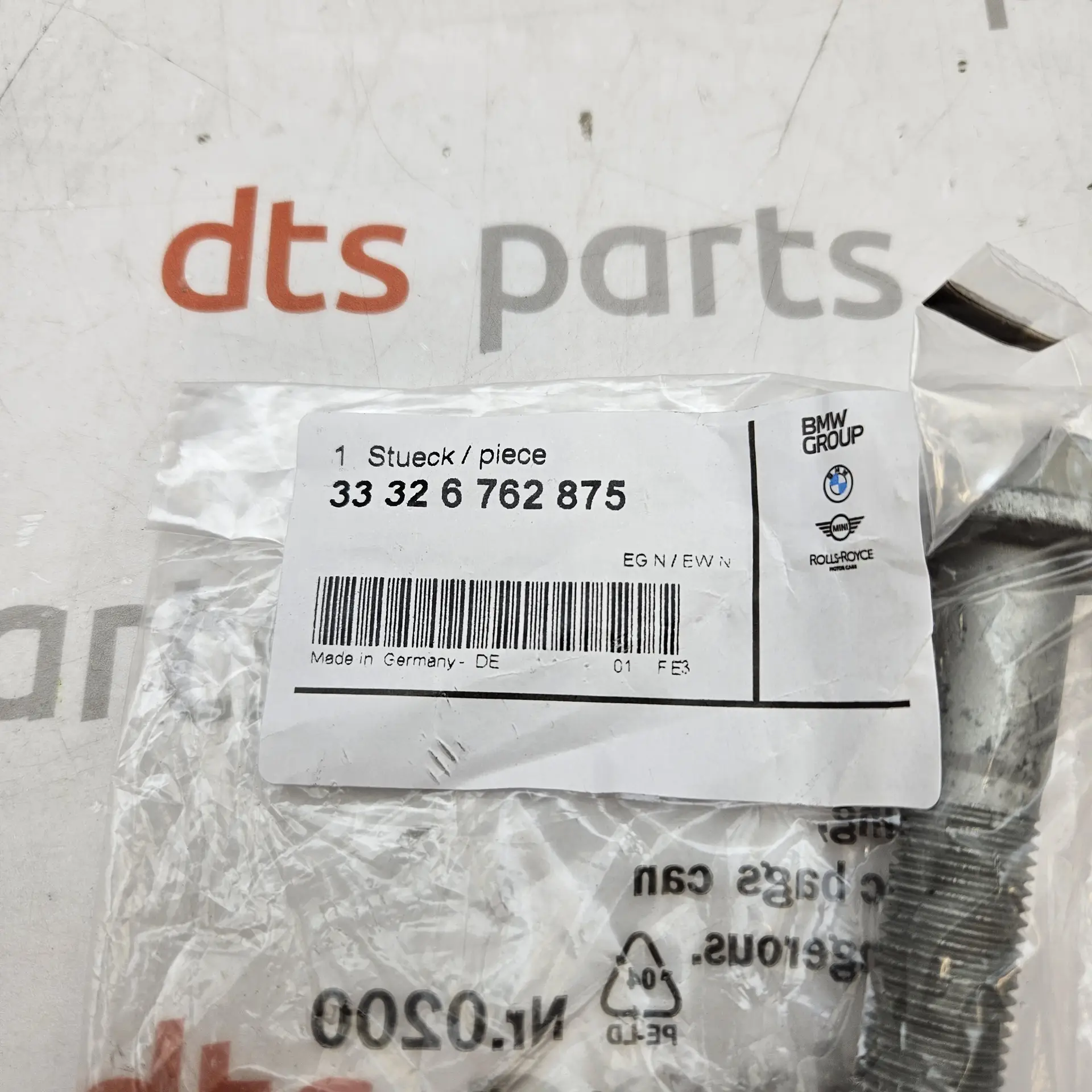 OEM BMW 33326762875 – Hex Bolt with Collar M14 x 1.5 x 82mm