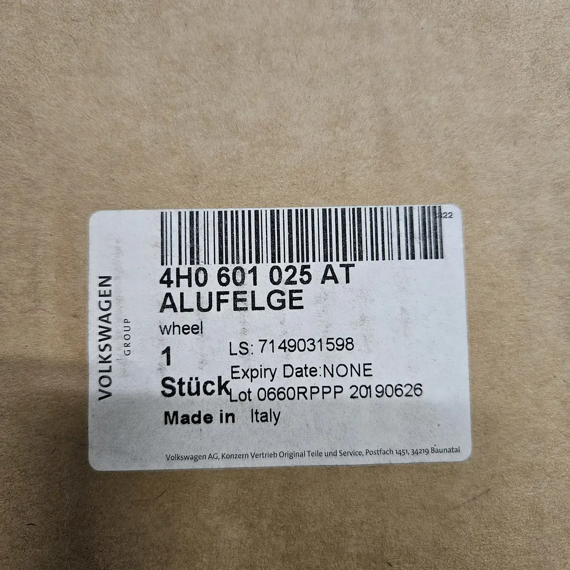 OEM VAG 4H0601025AT – Wheel, alloy. 9 J X 21 H2 ET 35