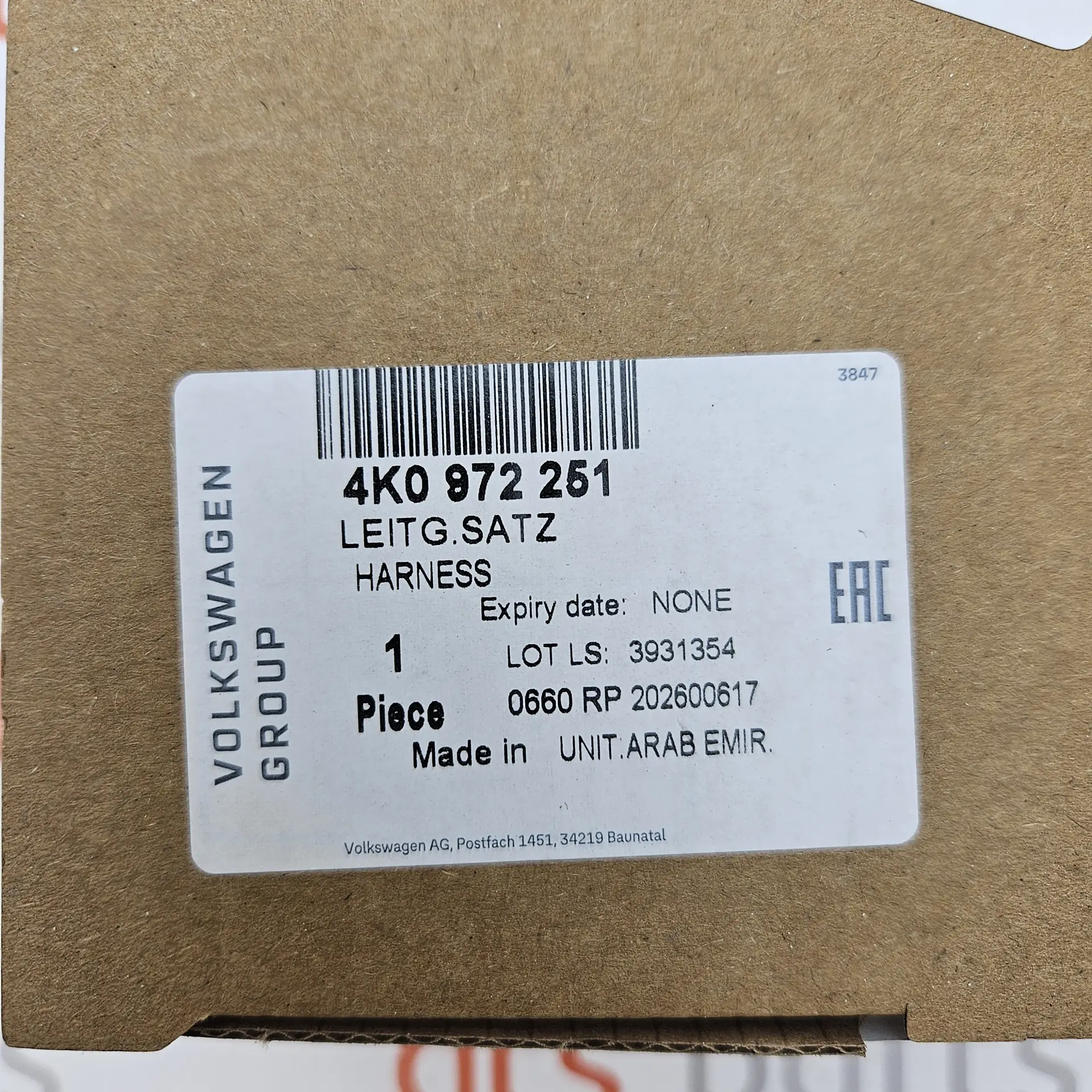 OEM VAG 4K0972251 – Front left ABS wheel speed sensor & brake wear indicator wiring harness
