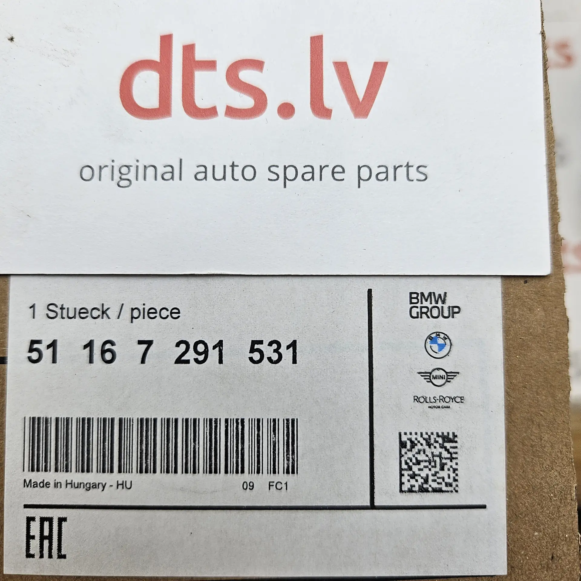OEM BMW 51167291531 – Exterior mirror, no lens, heated, left