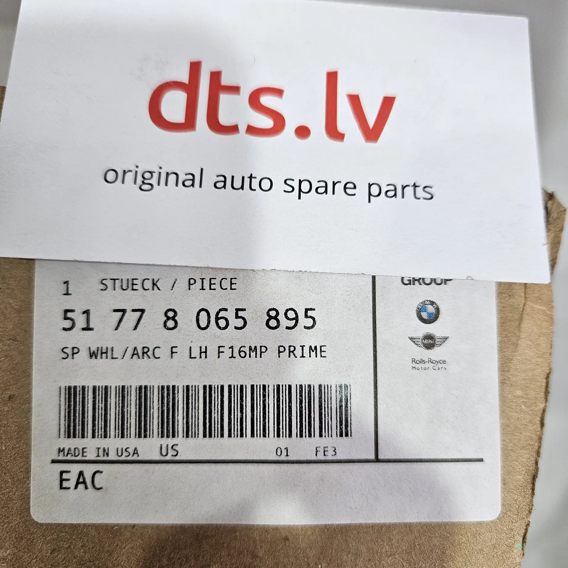 OEM BMW 51778065895 – Front wheel arch flare trim moulding left-hand side
