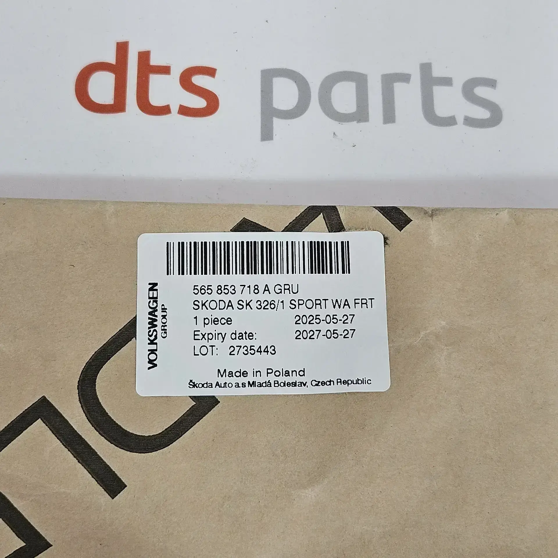 OEM Skoda 565853718AGRU – Right wheel arch trim