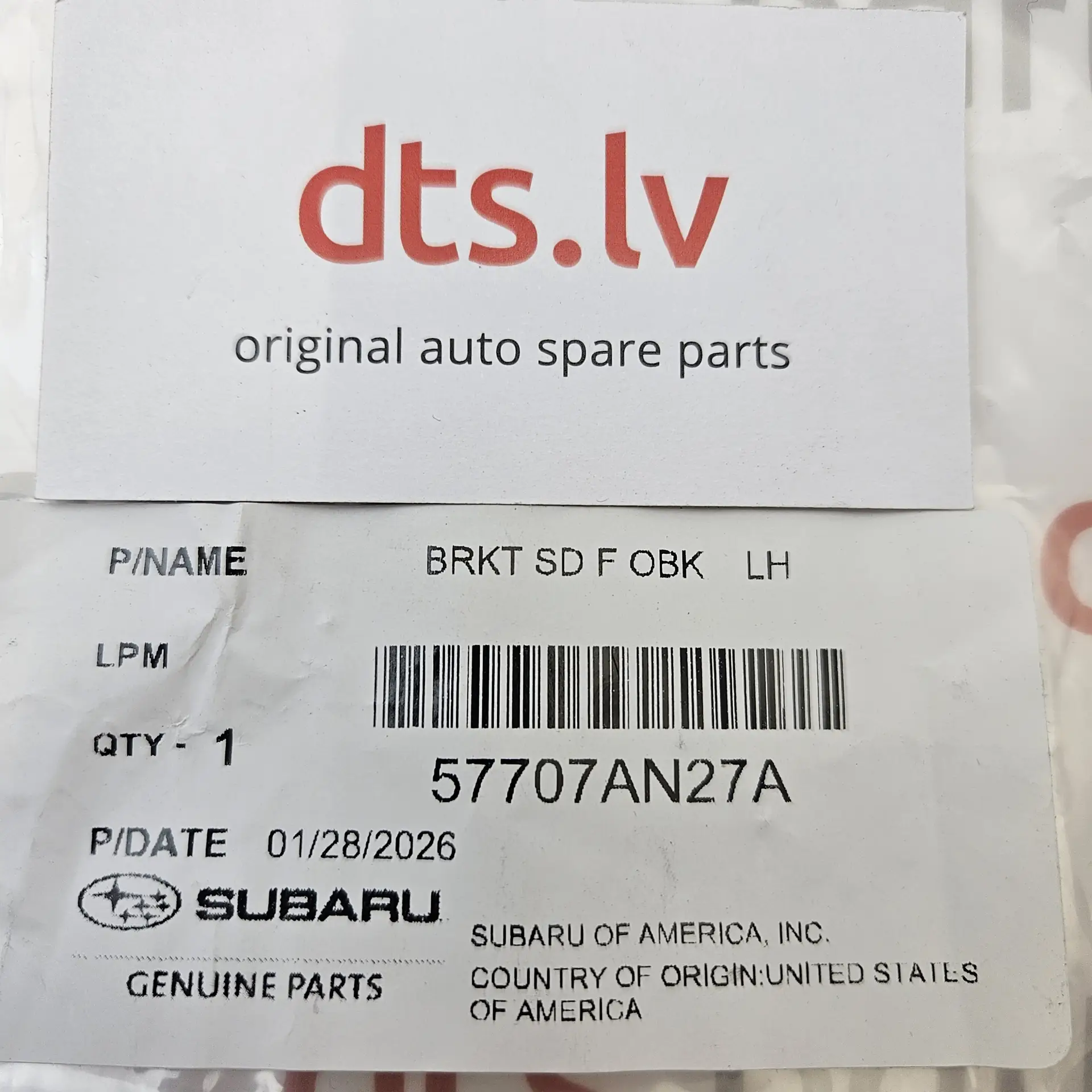 OEM Subaru 57707AN27A – Front bumper side mounting bracket slider left-hand side