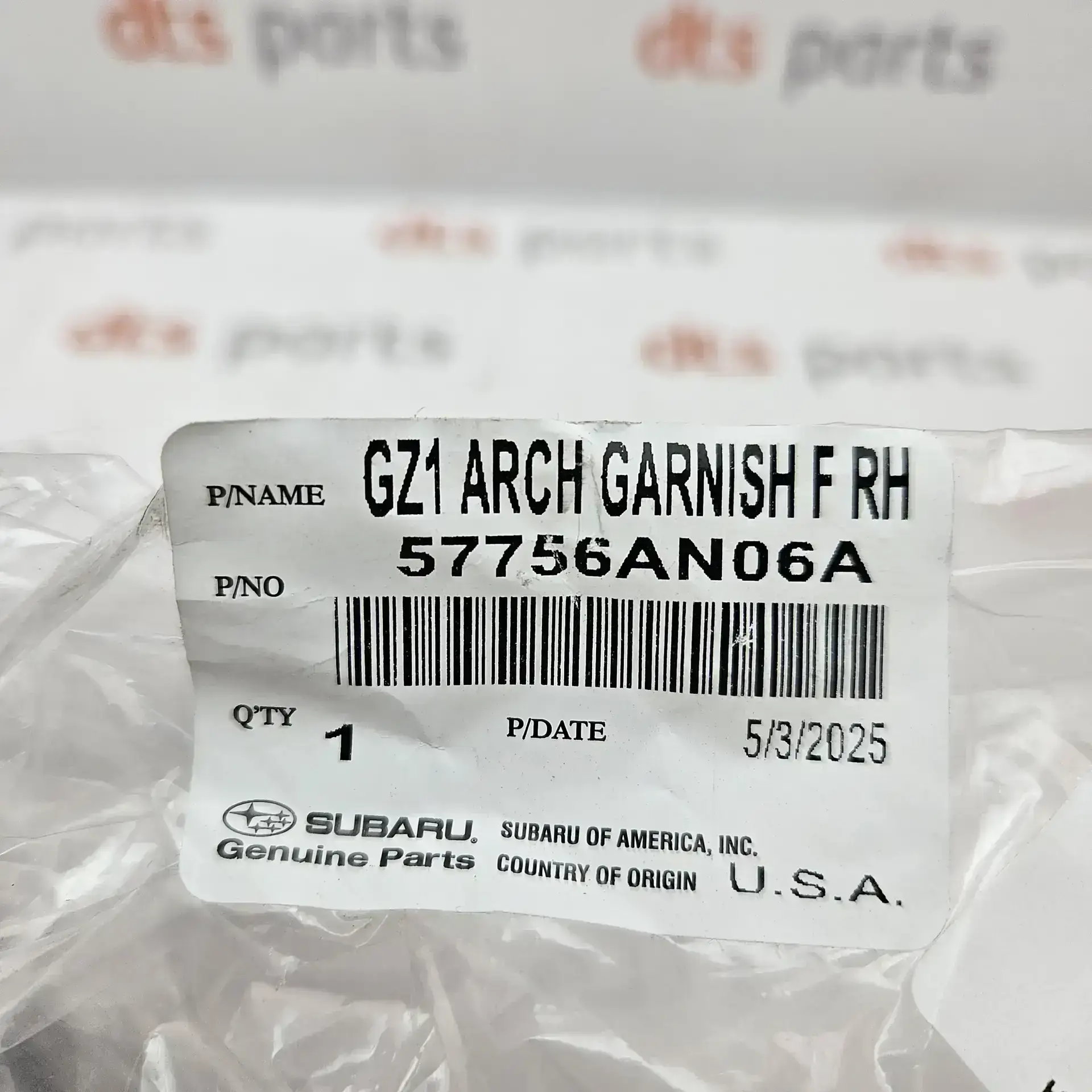 OEM Subaru 57756AN06A – Arch Garnish (Right, Front). Front bumper. Subaru Outback