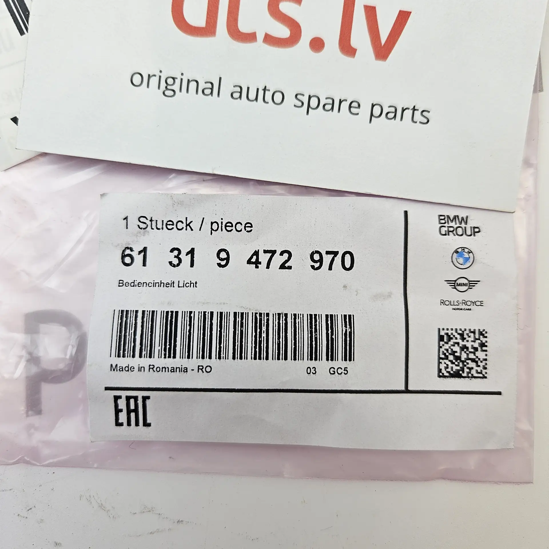 OEM BMW 61319472970 – Front main headlight control switch module