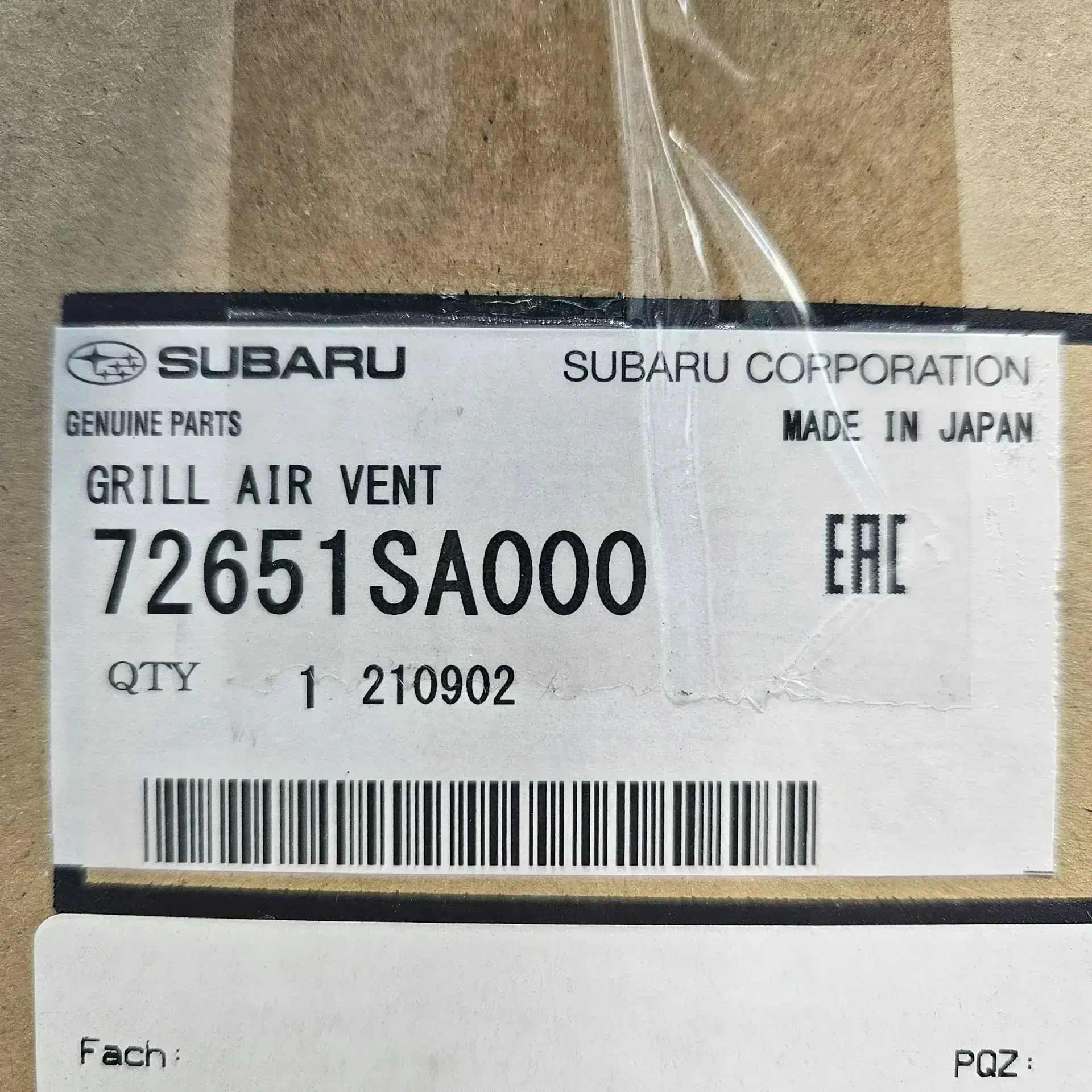 OEM Subaru 72651SA000 – Left quarter panel air vent grille