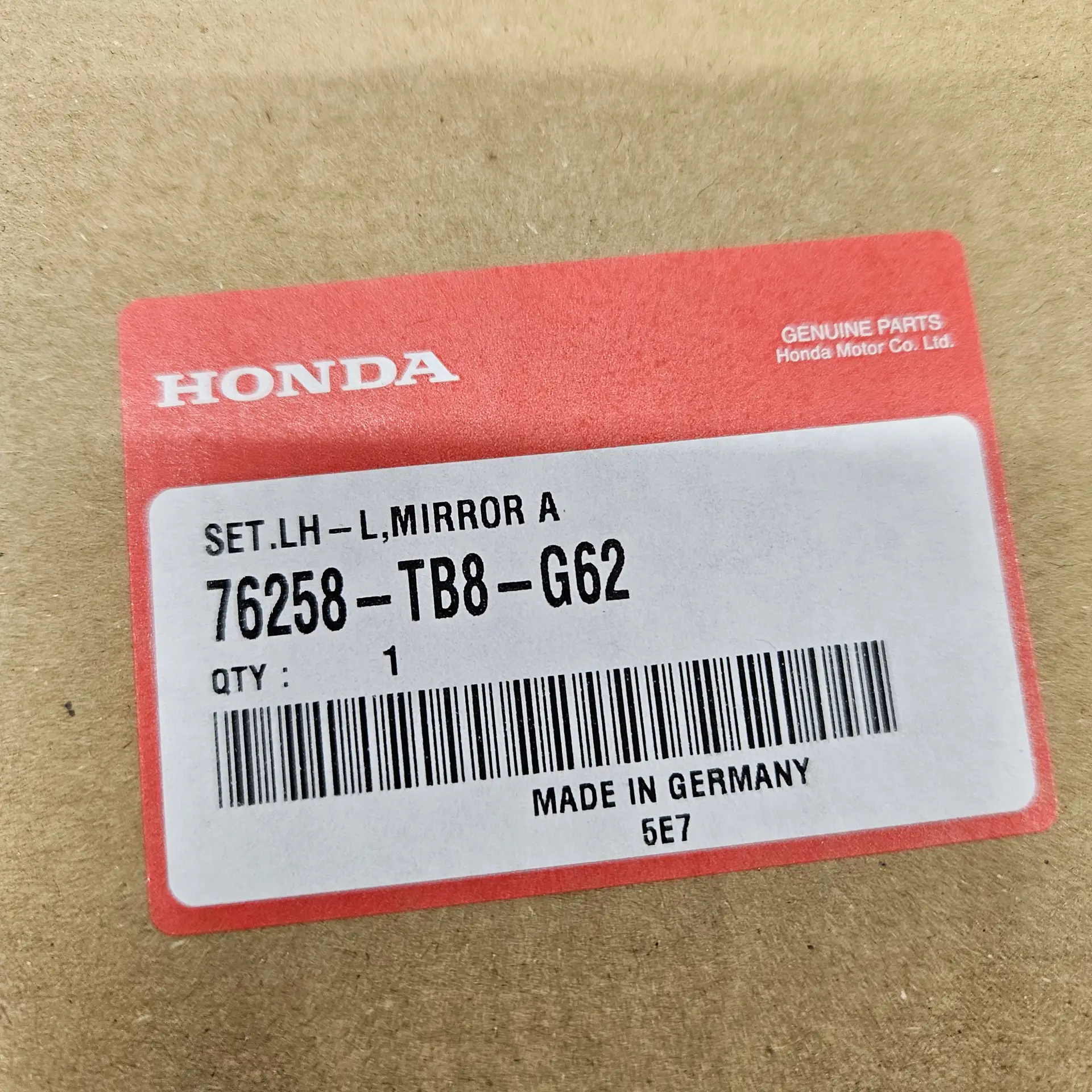 OEM Honda 76258TB8G62 – Left rearview mirror