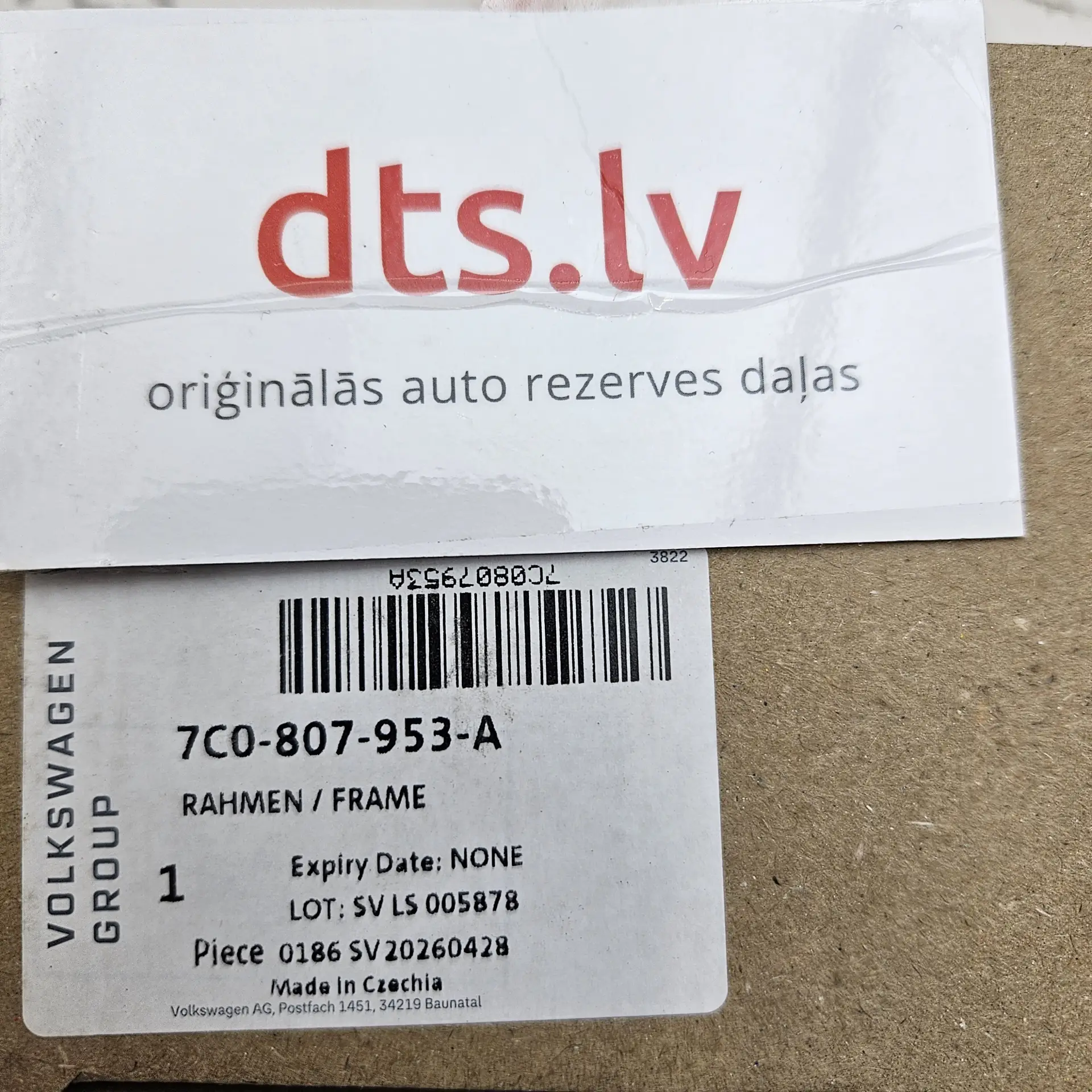 OEM VAG 7C0807953A – Front bumper left side impact reinforcement frame connector bracket