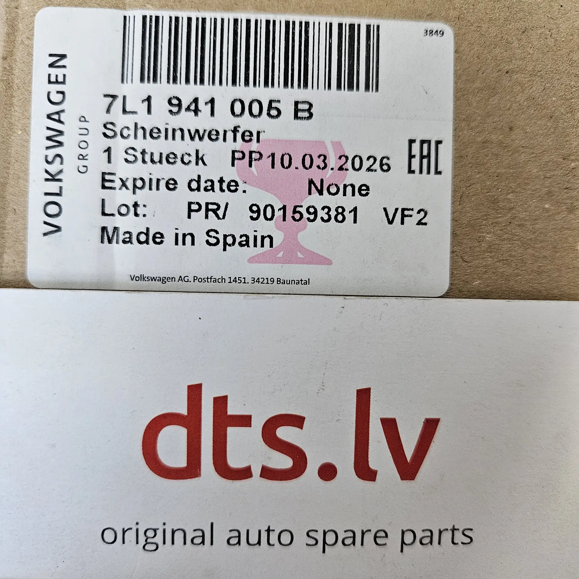 OEM Volkswagen 7L1941005B – Front twin-halogen main headlamp