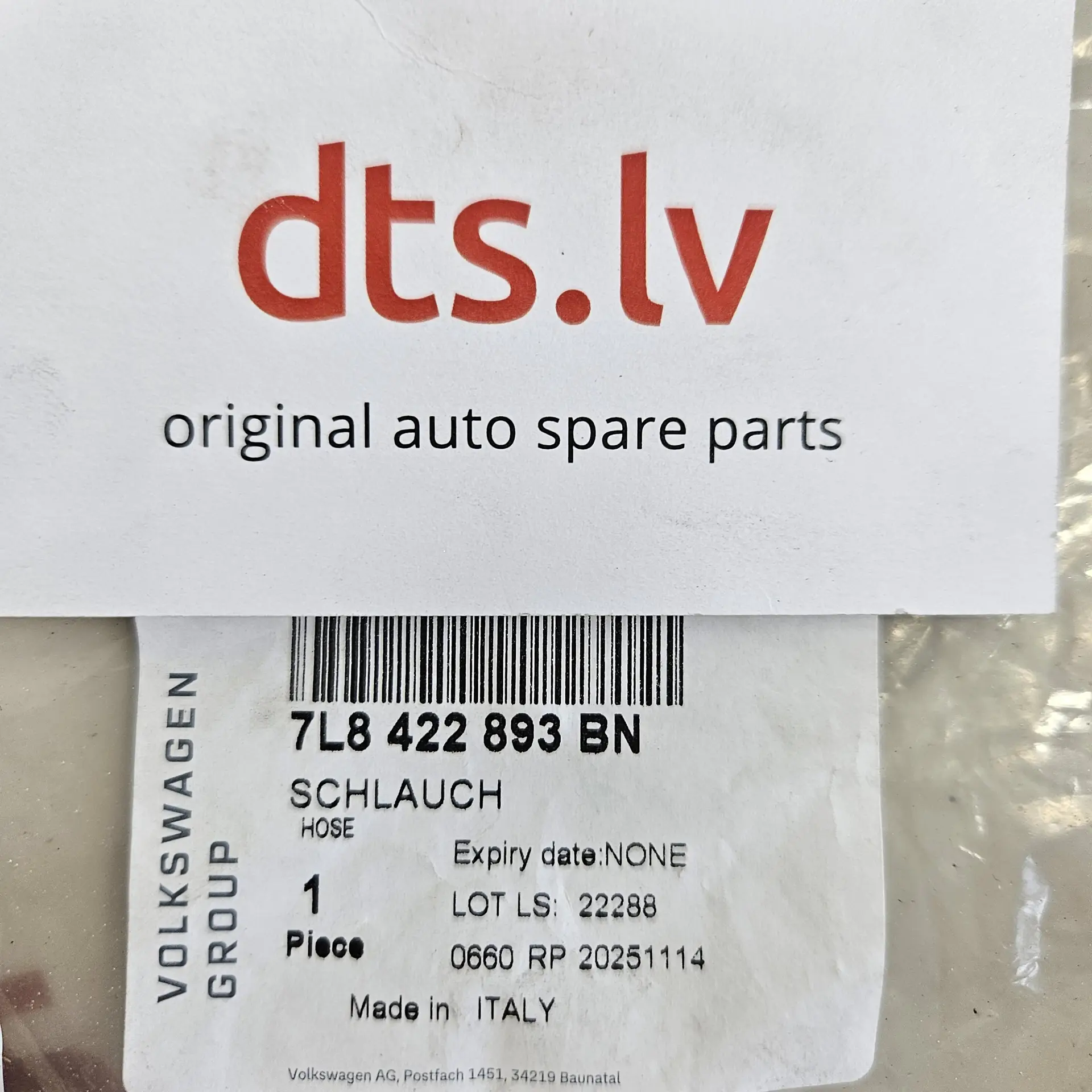 OEM VAG 7L8422893BN – Power steering high pressure line hose assembly