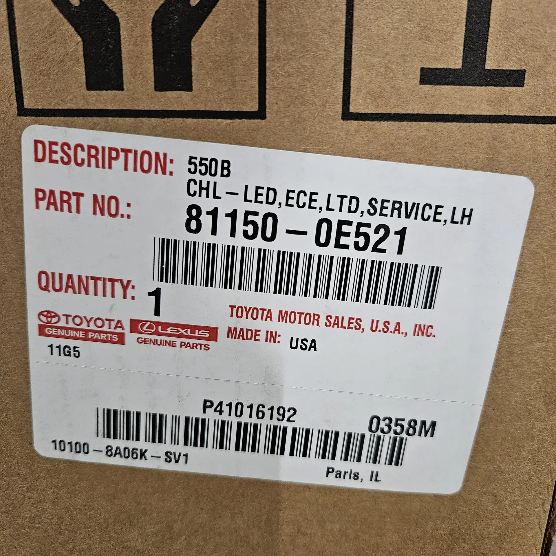 OEM Toyota 811500E521 – Front left headlight