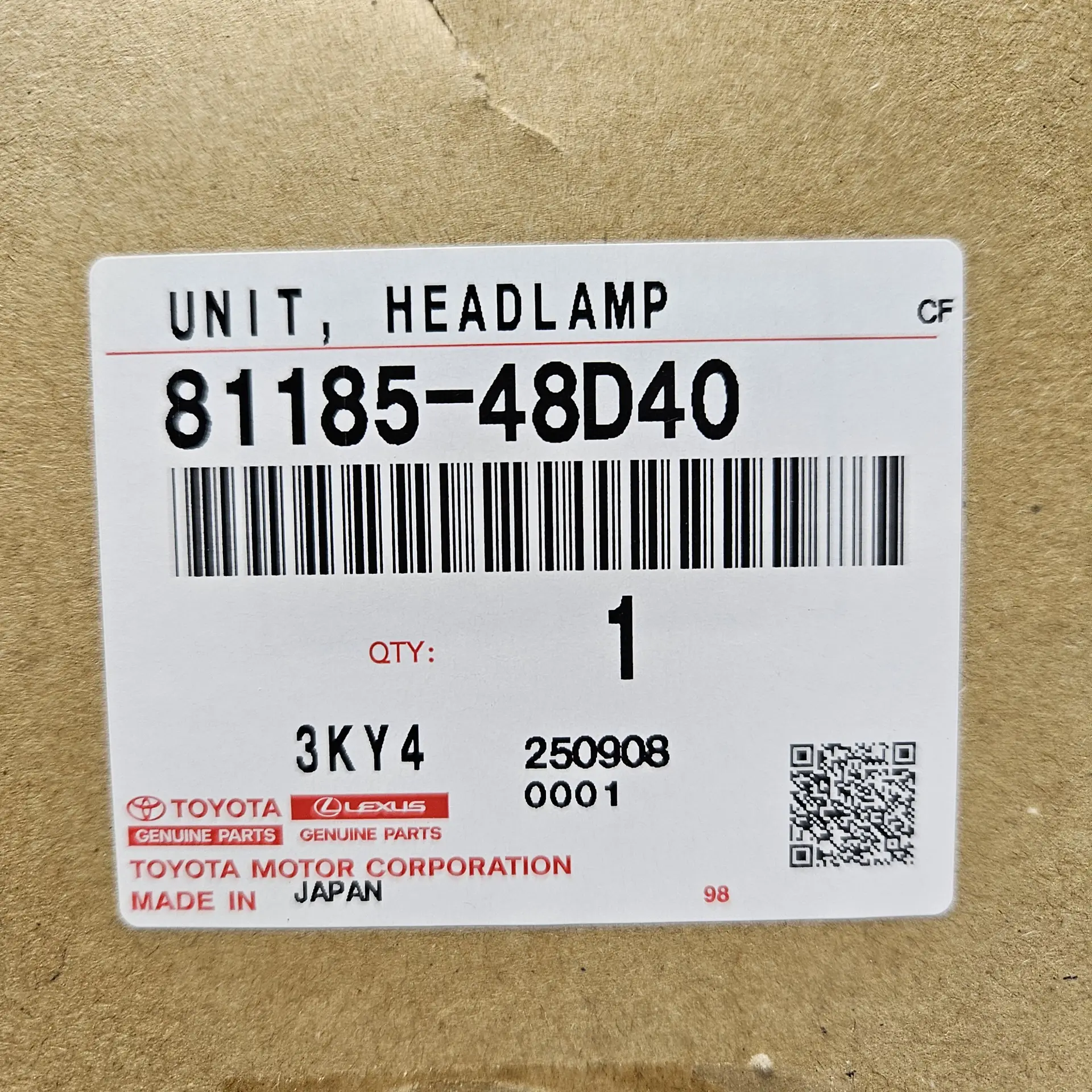 OEM Toyota 8118548D40 – Front left headlight