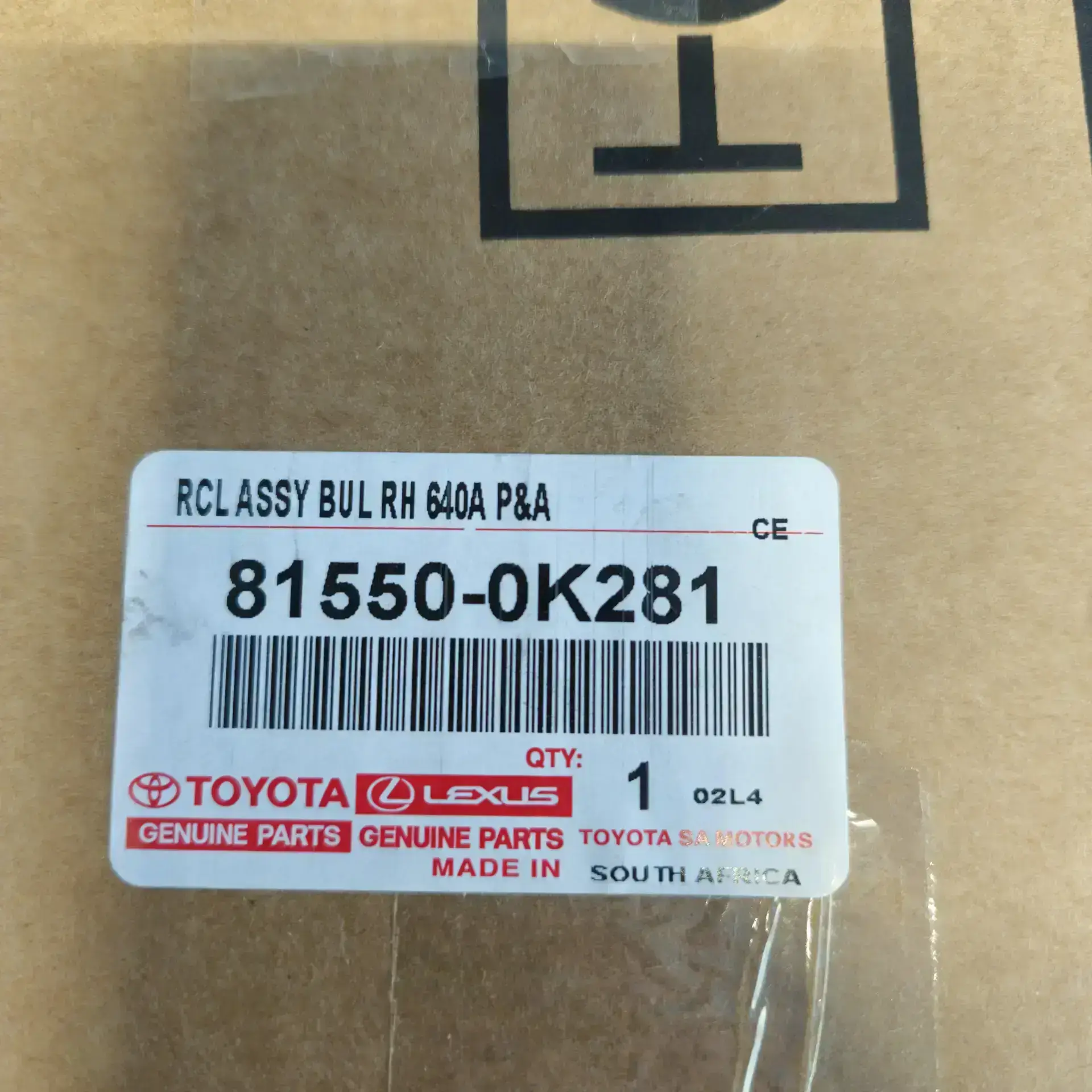 OEM Toyota 815500K281 – Rear right tail light