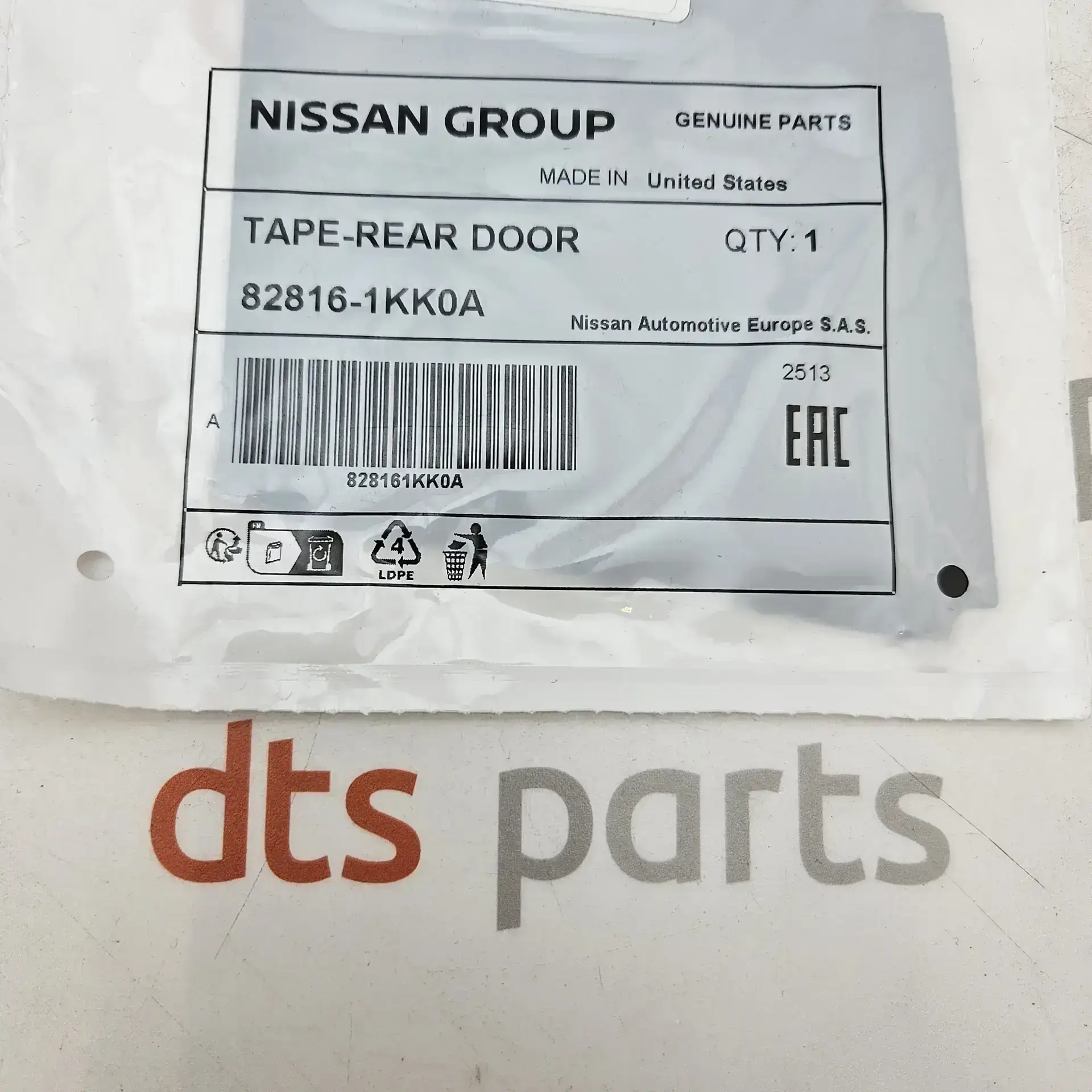 OEM Nissan 828161KK0A – Rear right door black foil tape