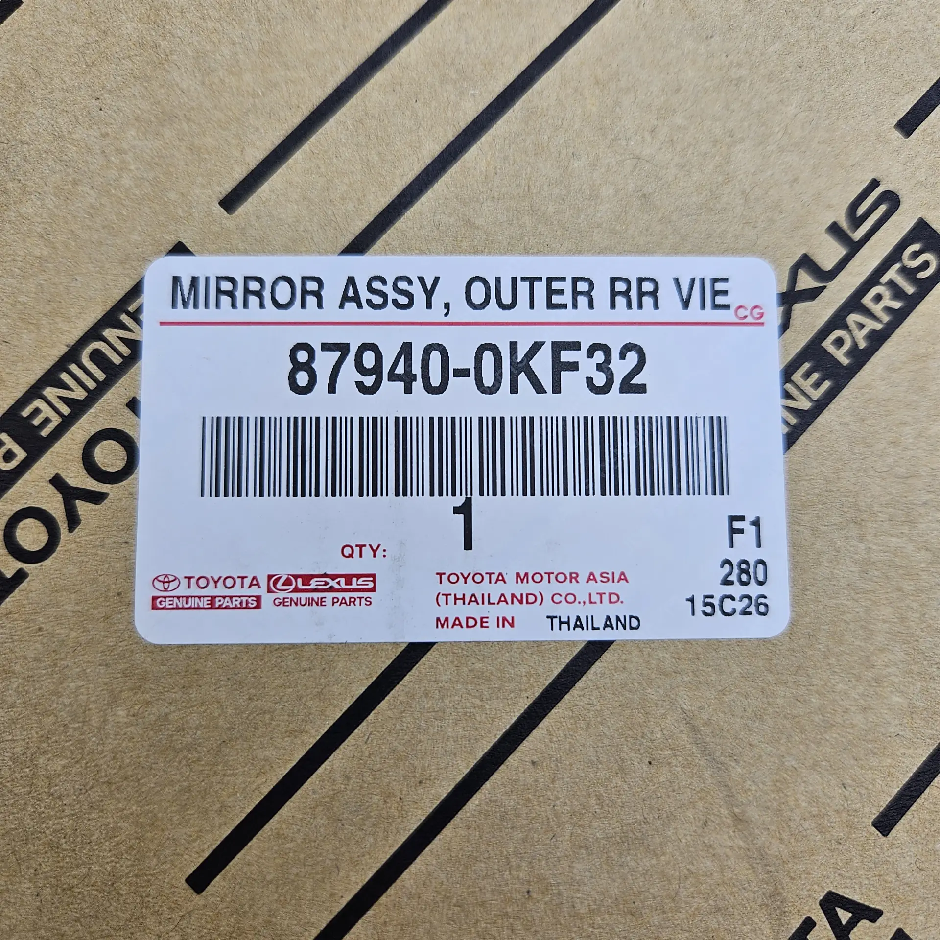 OEM Toyota 879400KF32 – Complete exterior wing mirror assembly