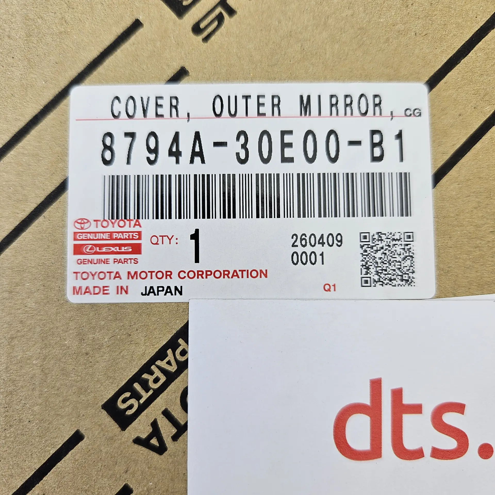 OEM Toyota/Lexus 8794A30E00B1 – Front left outer door mirror cover flap
