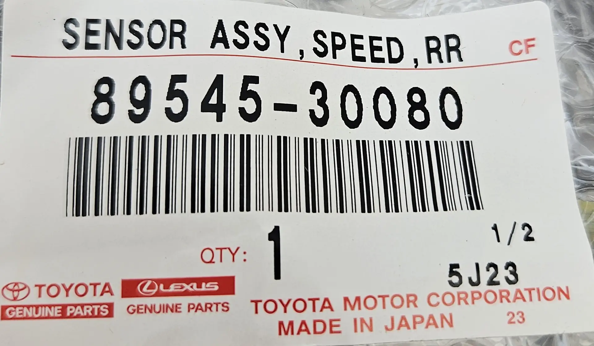 OEM Toyota/Lexus 8954530080 – ABS Wheel Speed Sensor Rear Right (RH) side