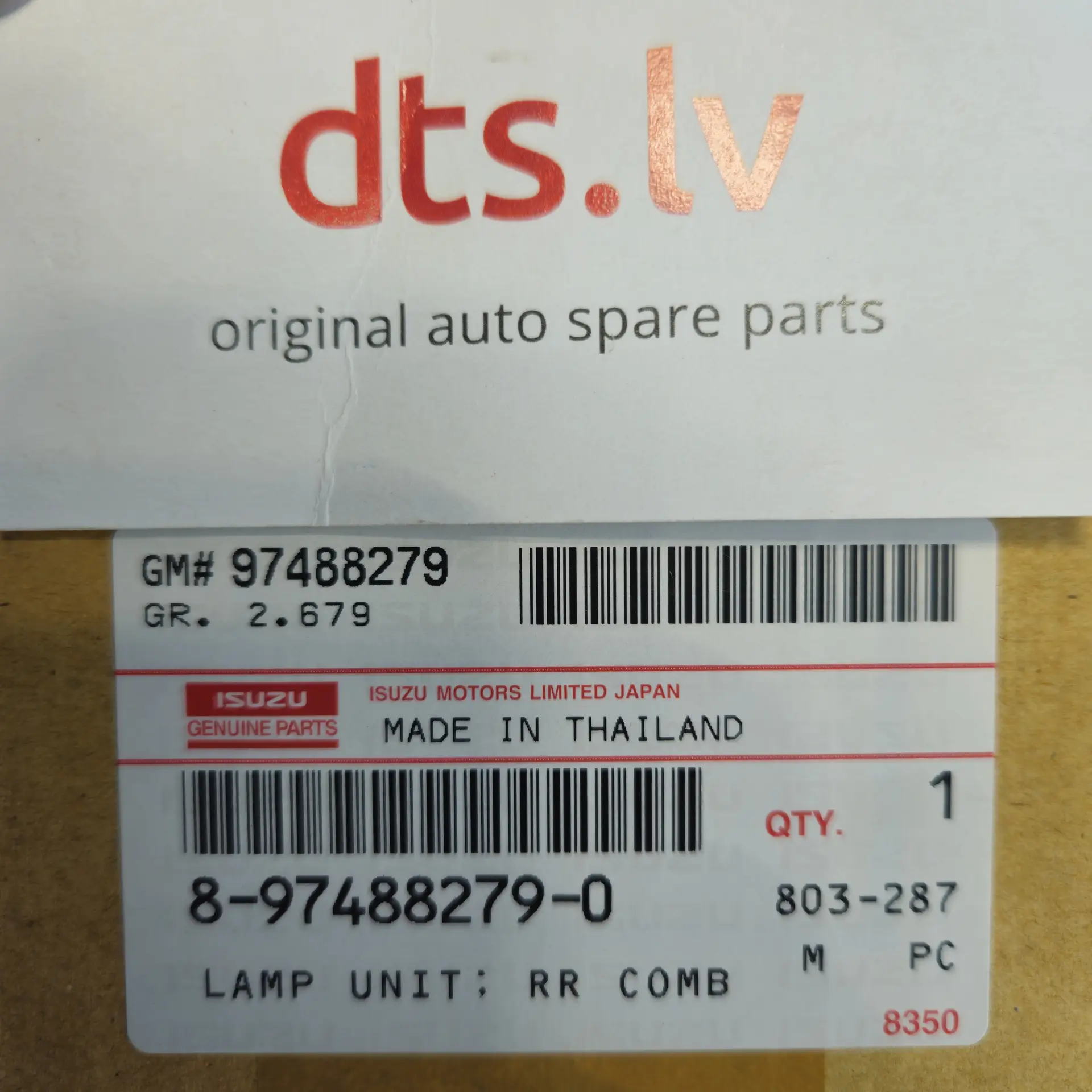 OEM Isuzu 8974882790 – Rear Combination Lamp Unit / Right Hand (RH) Taillight