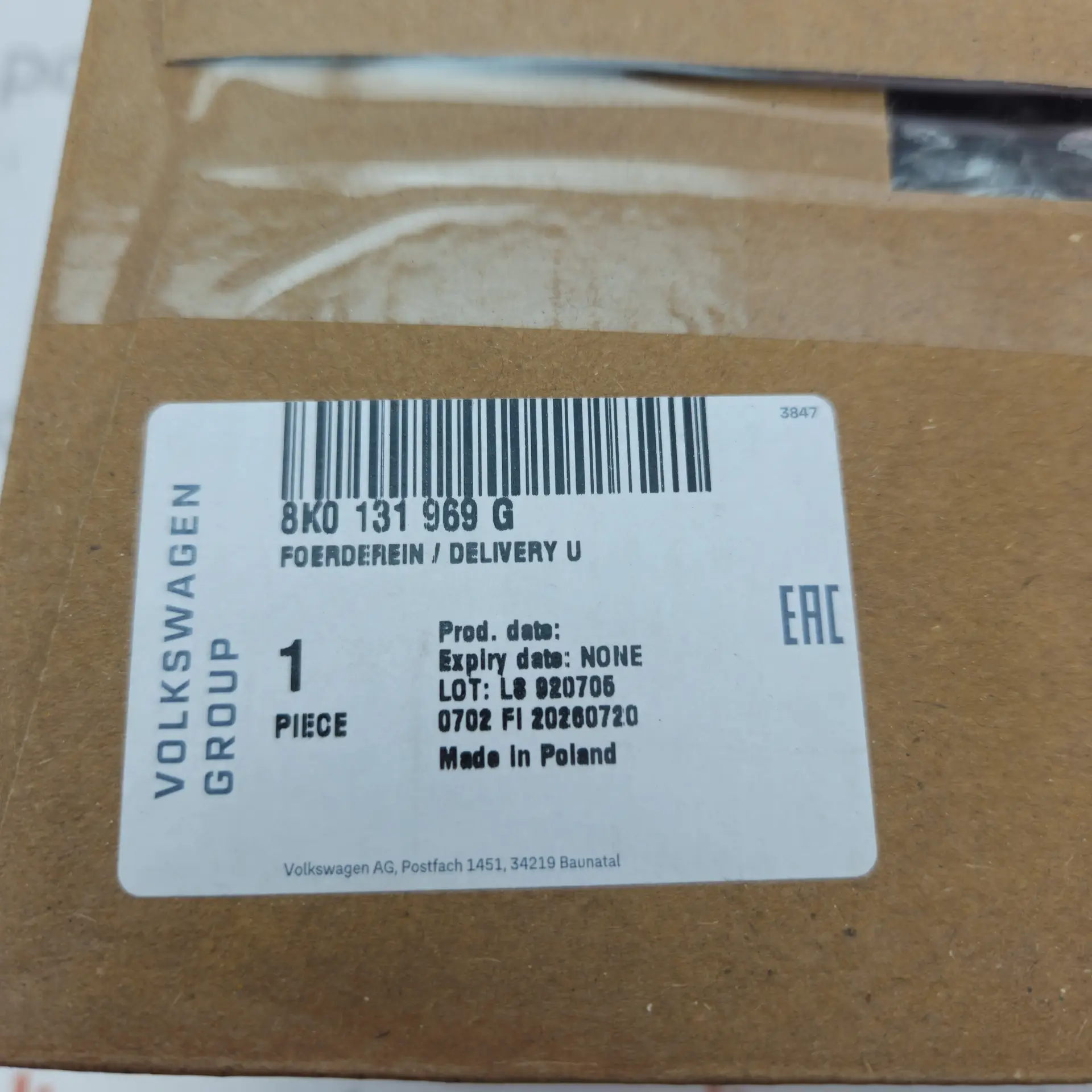 OEM VAG 8K0131969G – AdBlue / Urea fluid pressure line / hose