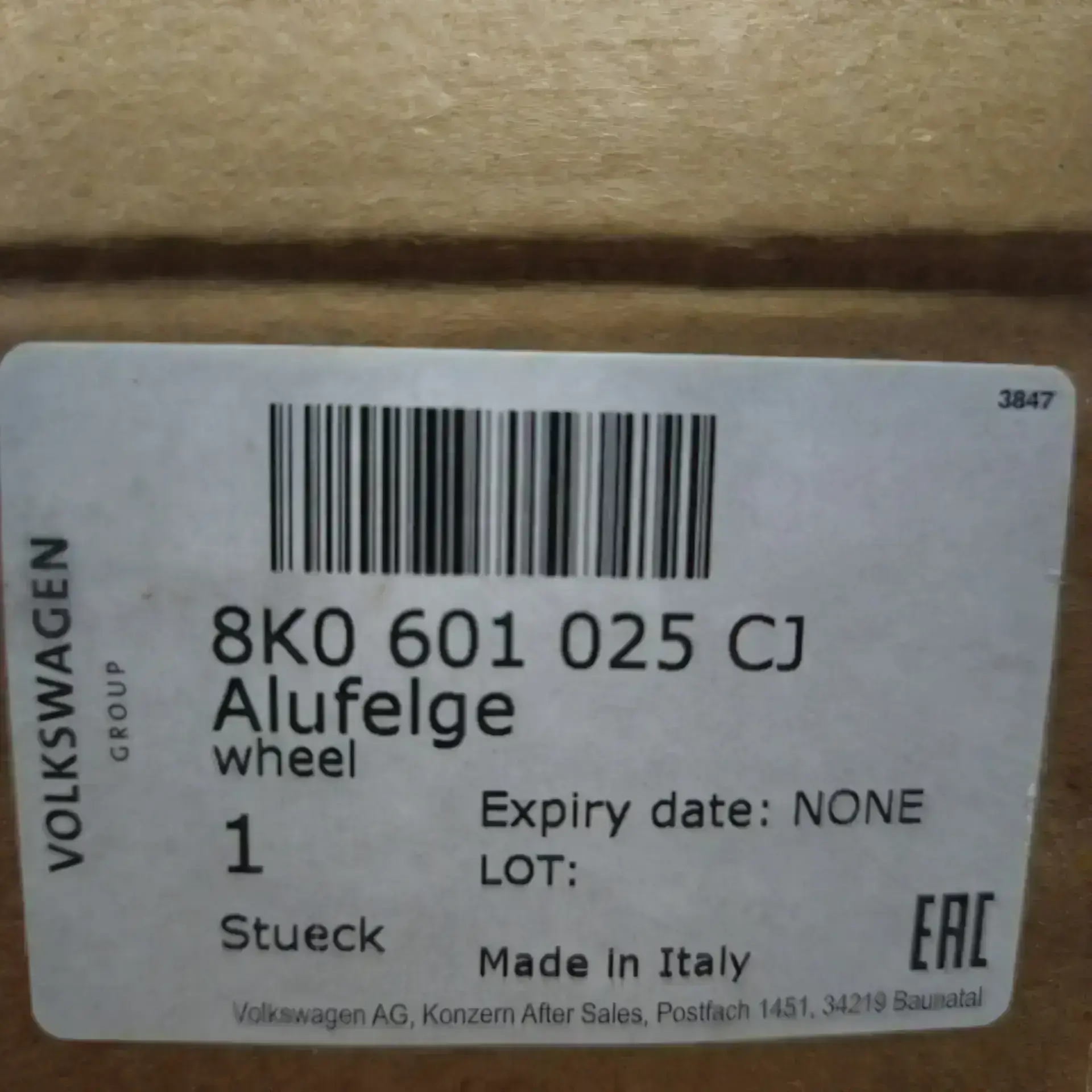 OEM Audi 8K0601025CJ – Aluminium rim R19