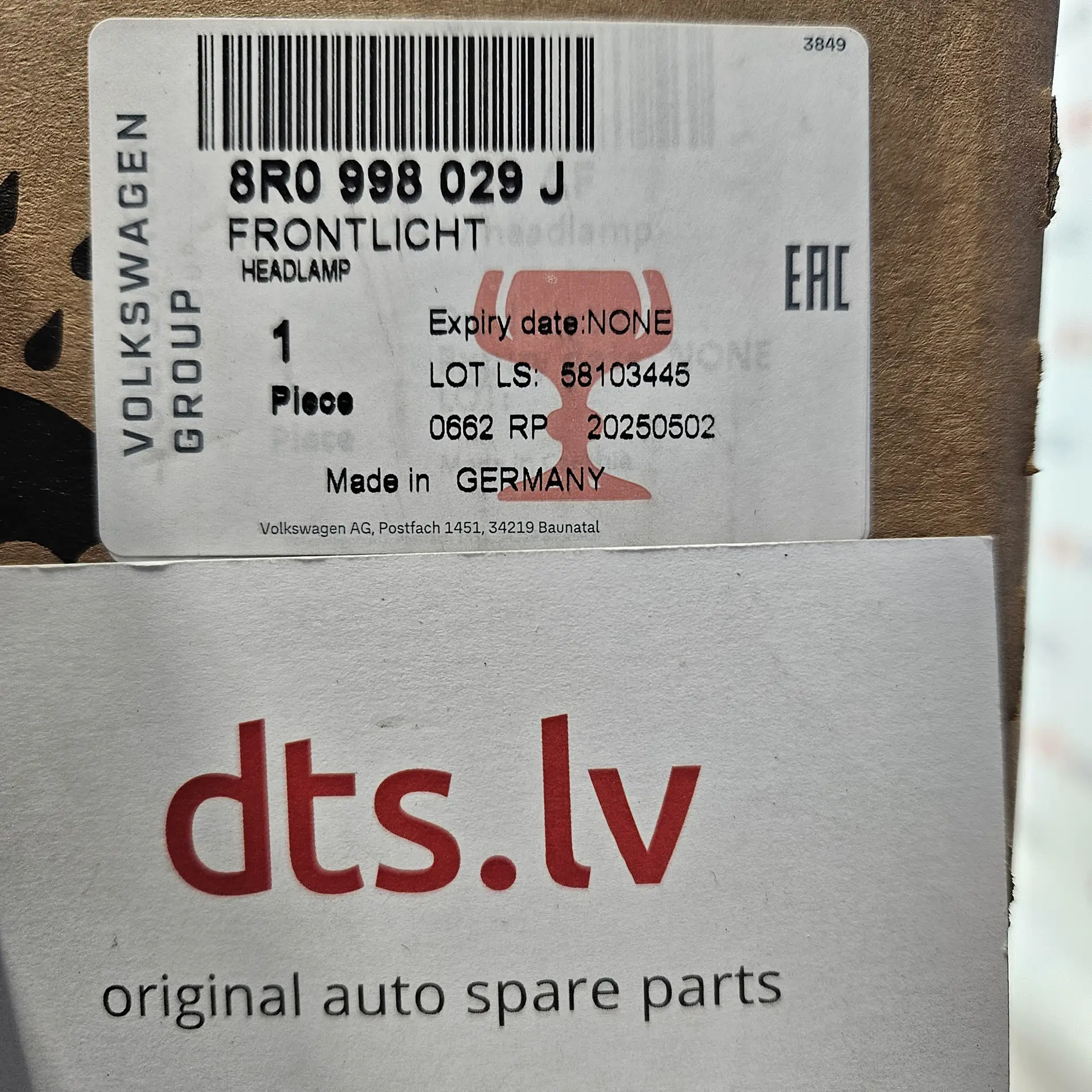 OEM VAG 8R0998029J – Left bi-xenon headlight assembly