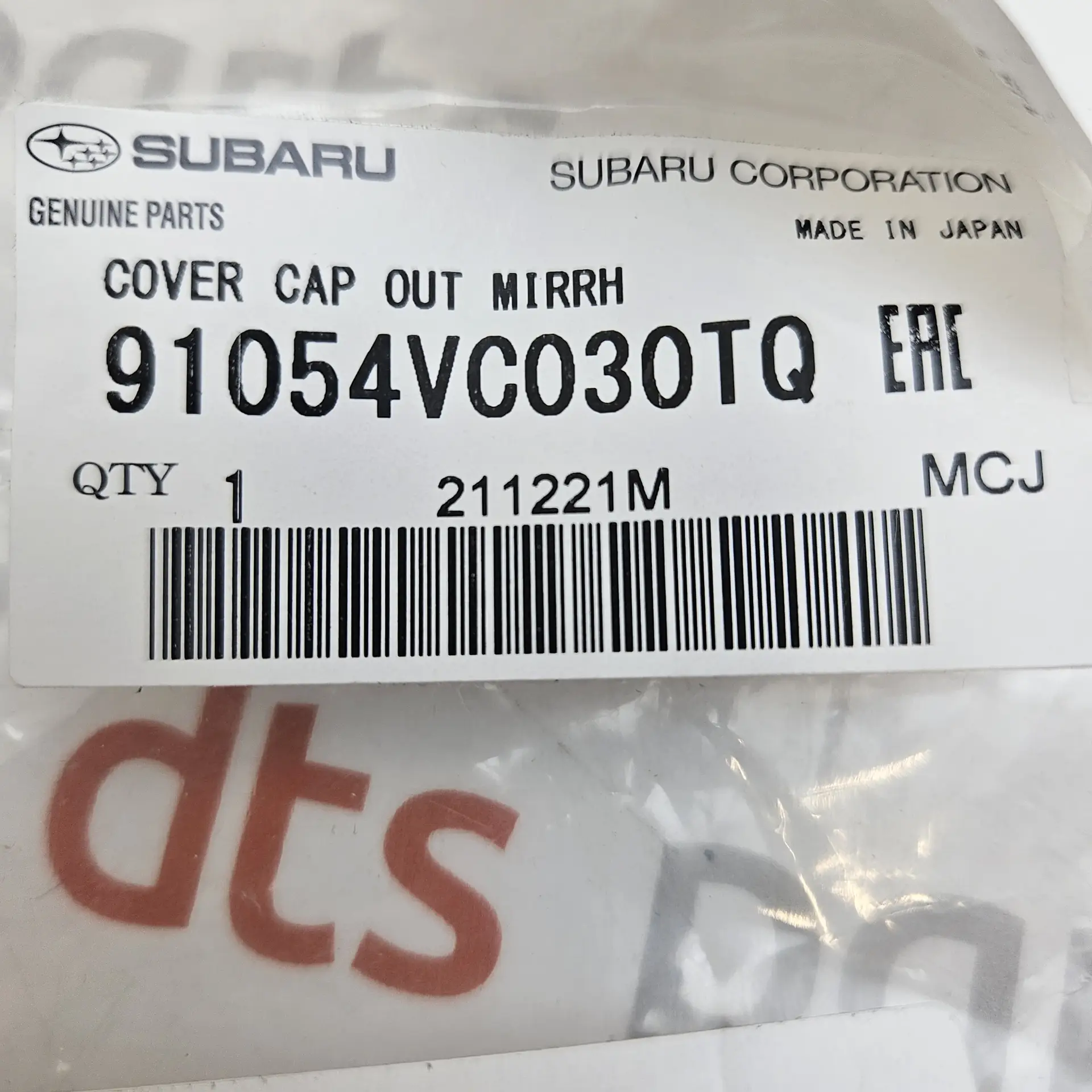 OEM Subaru 91054VC030TQ – Exterior door side mirror upper housing shell cover cap