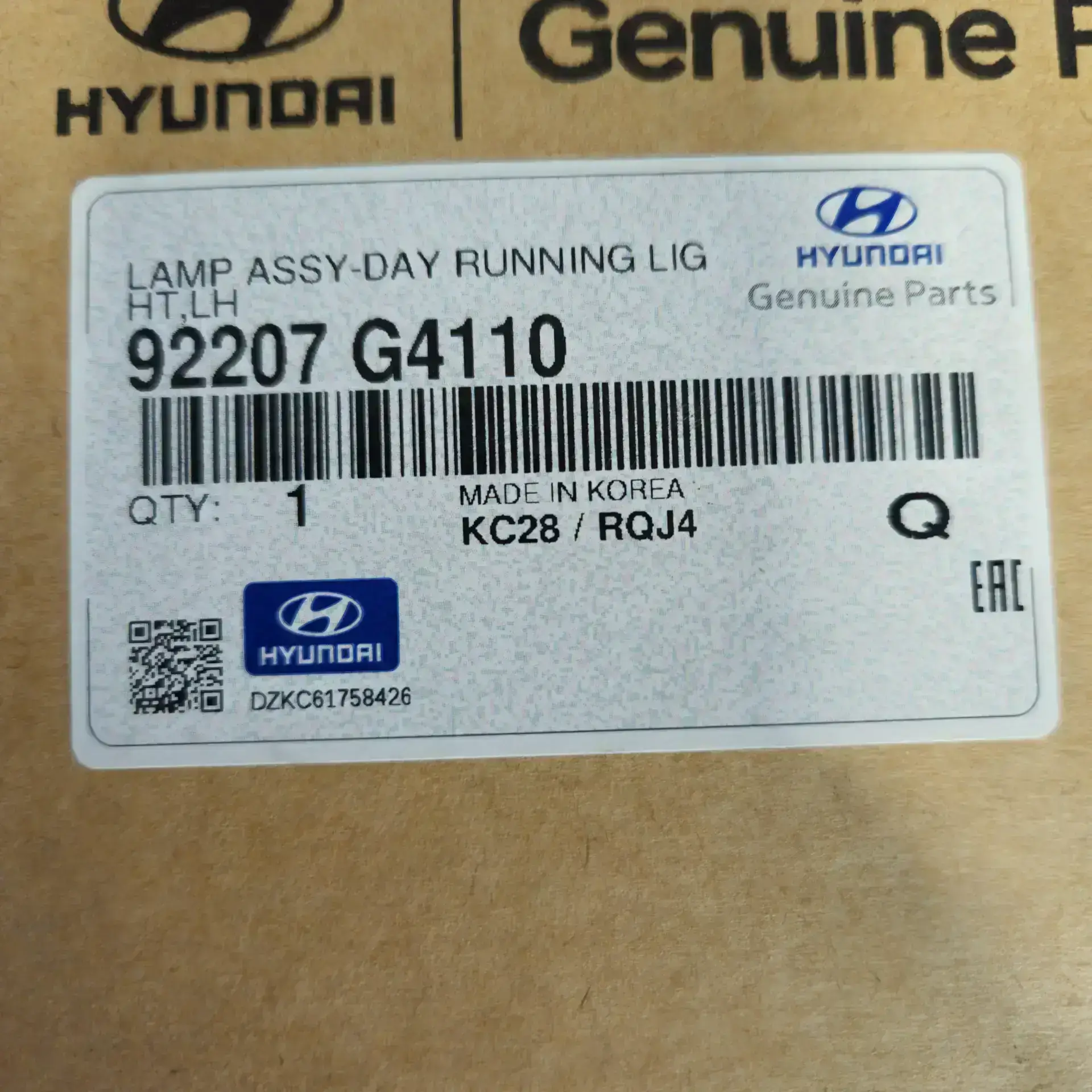 OEM Hyundai 92207G4110 – Front left daytime running light DRL