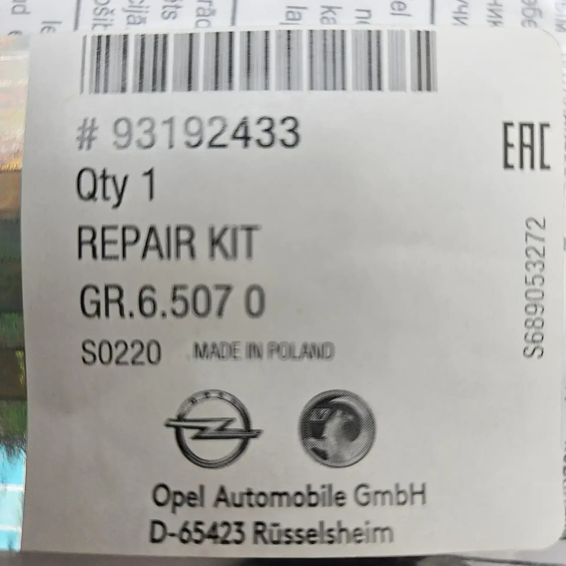 OEM Opel 93192433 – Steering column repair kit