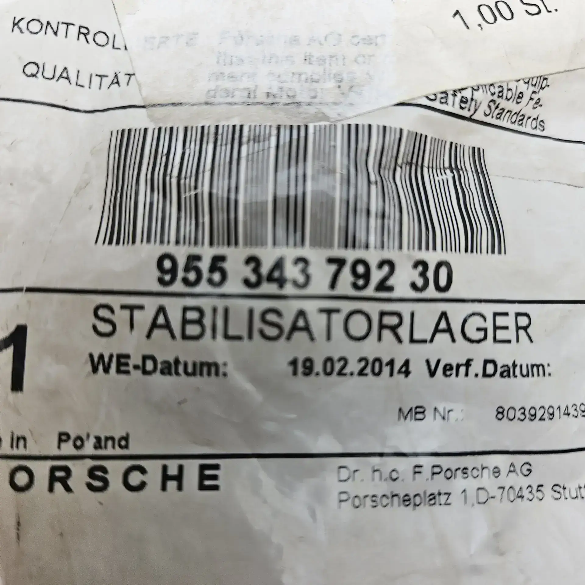 OEM Porsche 95534379230 – Stabilizer bar bushing