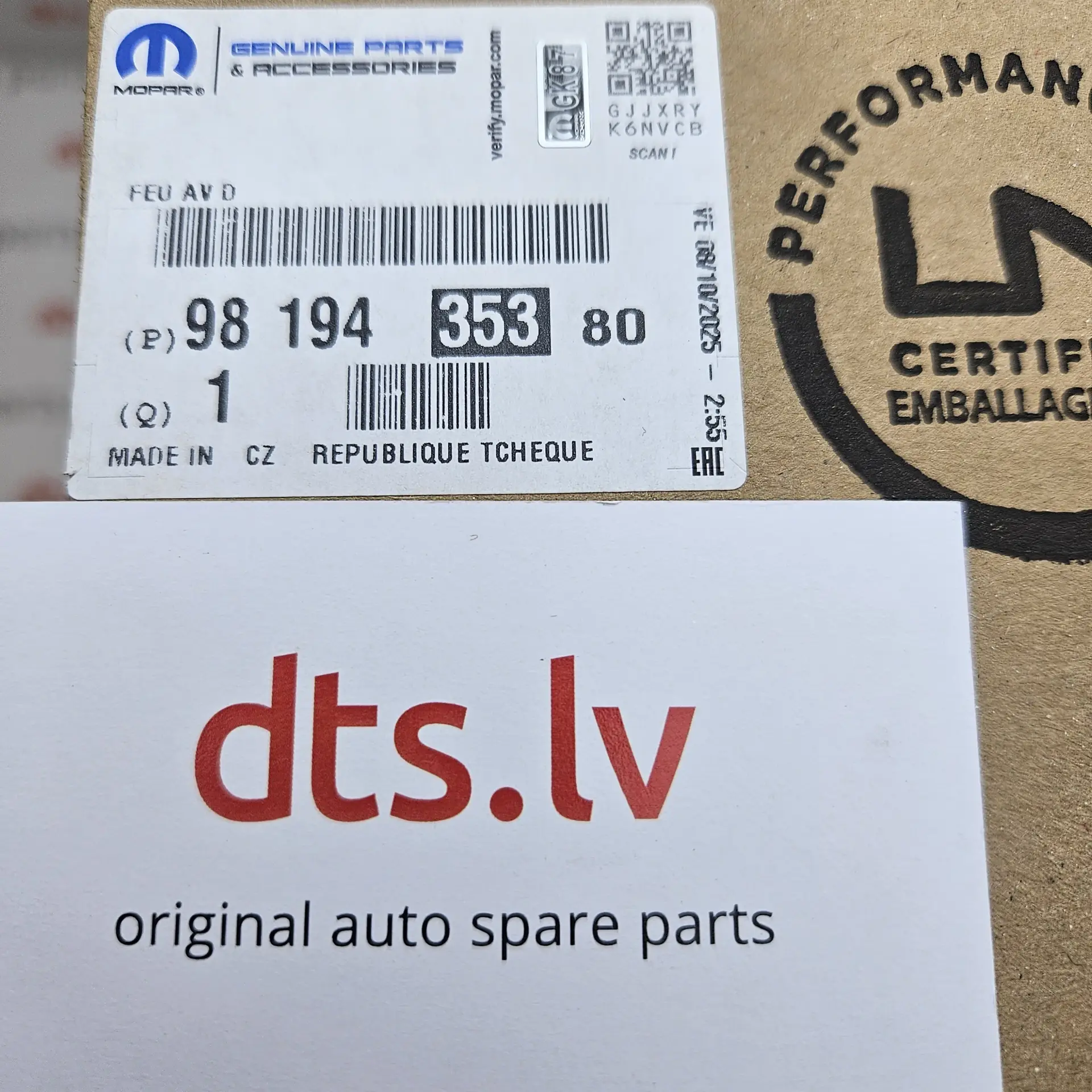 OEM PSA 9819435380 – Front bumper LED daytime running light assembly right-hand side