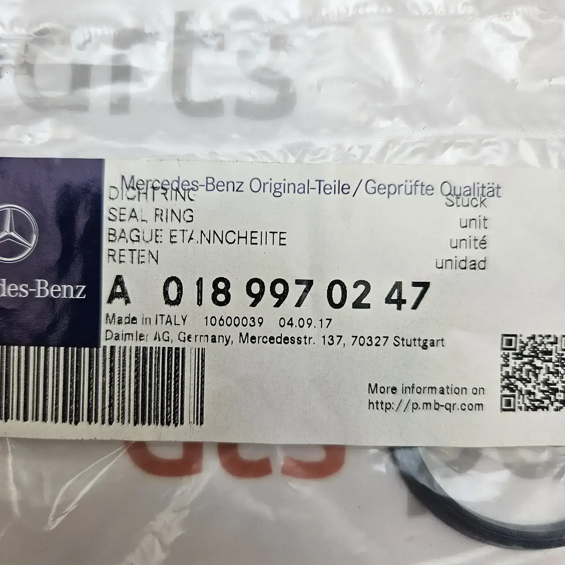 OEM Mercedes A0189970247 – Seal ring
