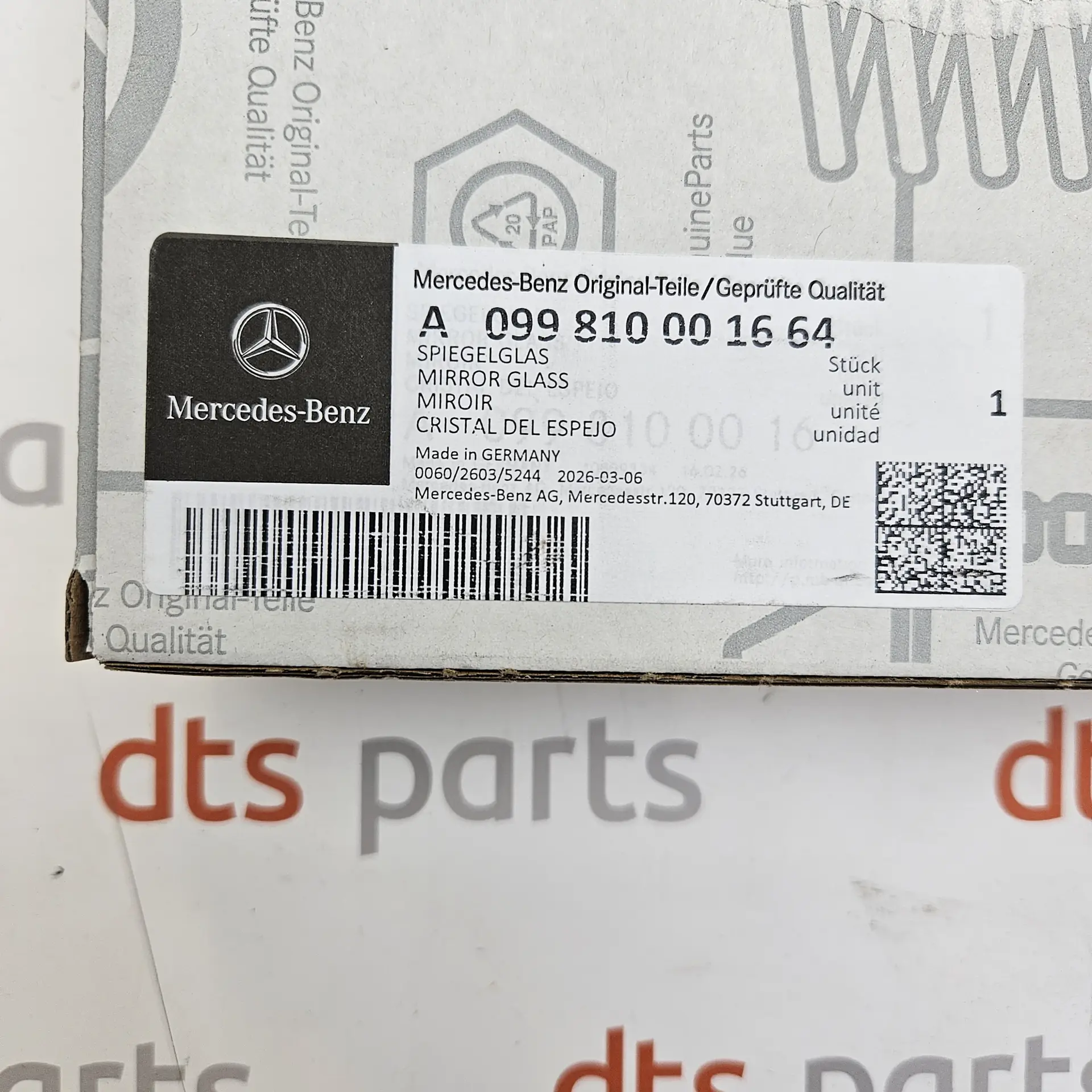 OEM Mercedes Benz A099810001664 – Exterior side mirror glass replacement element right-hand side
