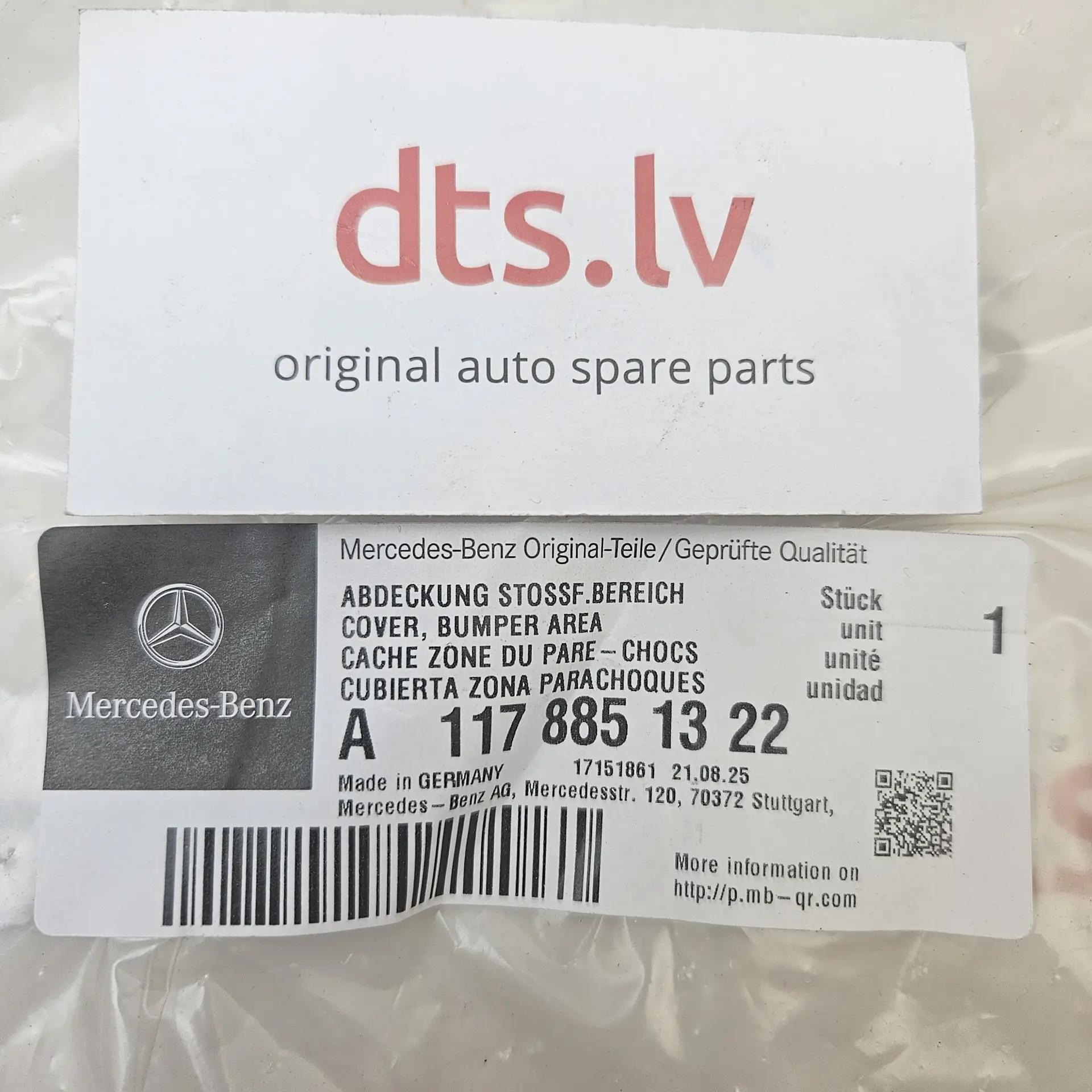 OEM Mercedes Benz A1178851322 – Front bumper left lower moulding trim