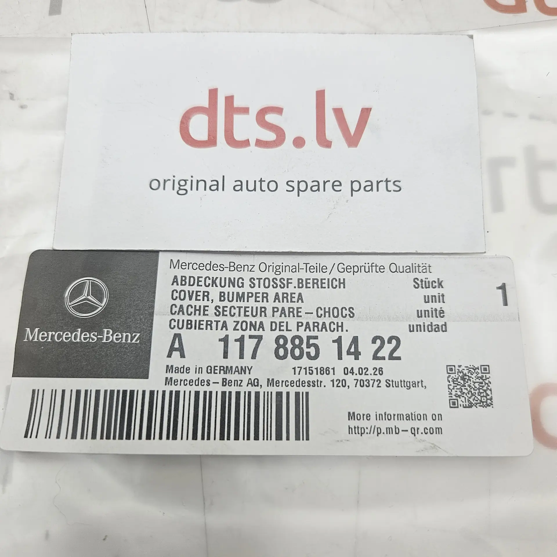 OEM Mercedes Benz A1178851422 – Front bumper right lower moulding trim