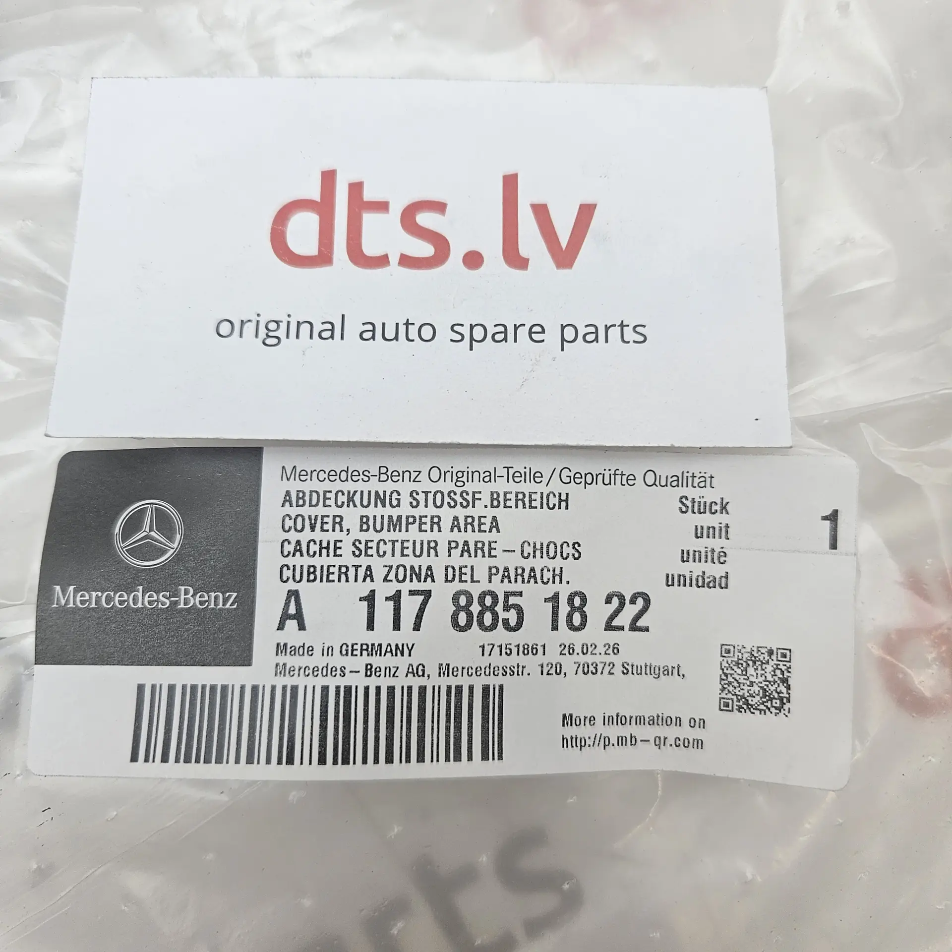 OEM Mercedes Benz A1178851822 – Front bumper right side grille