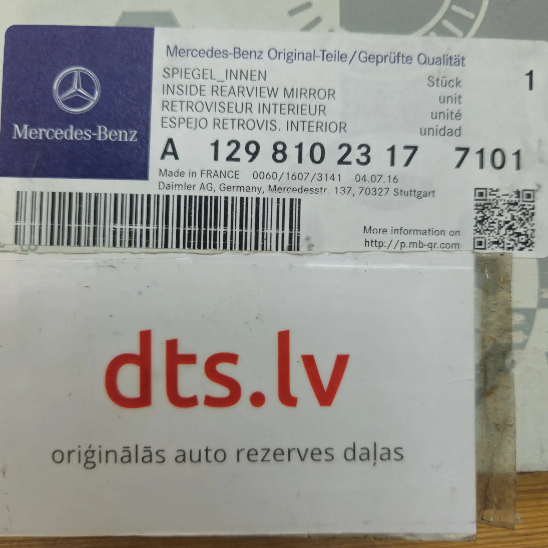 OEM Mercedes Benz A12981023177101 – Sun visor vanity mirror with illuminated cover panel