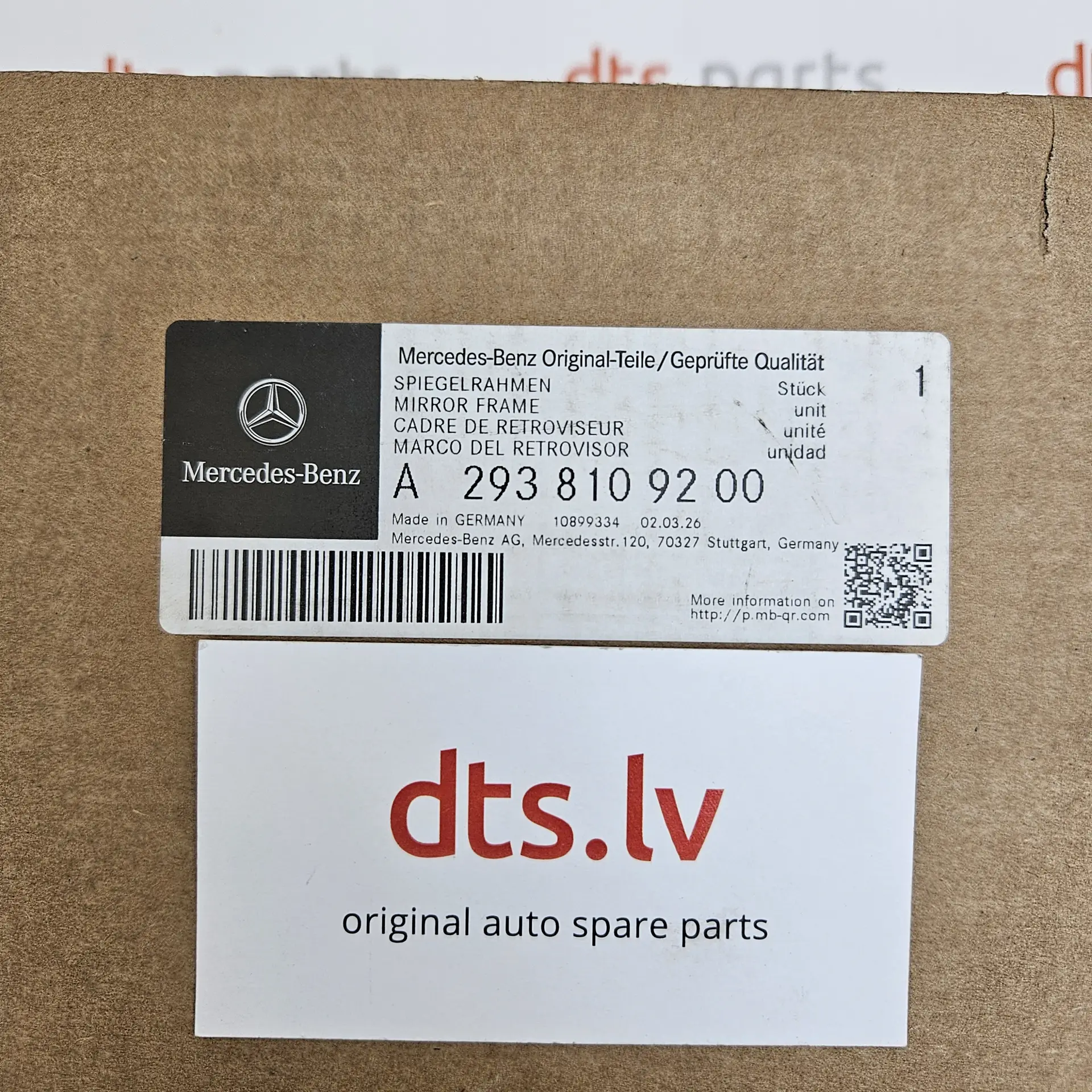 OEM Mercedes Benz A2938109200 – Exterior side mirror assembly right-hand side complete