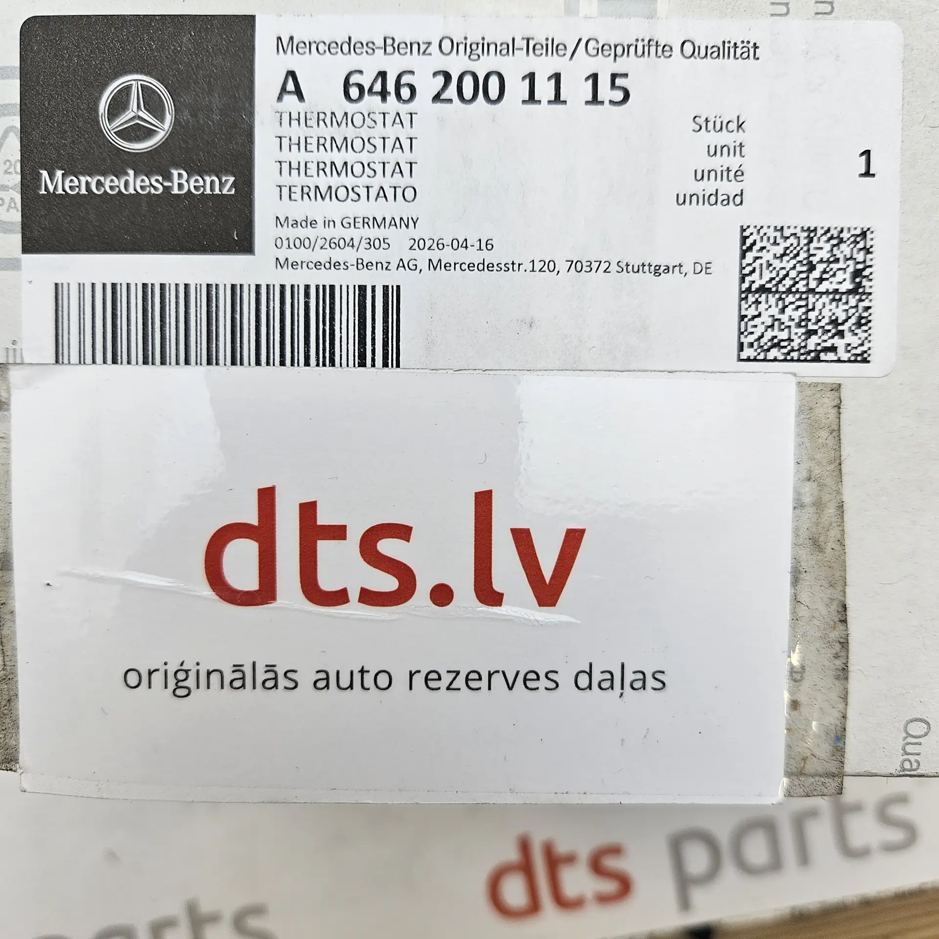 OEM Mercedes A6462001115 – Engine coolant thermostat and integrated housing assembly