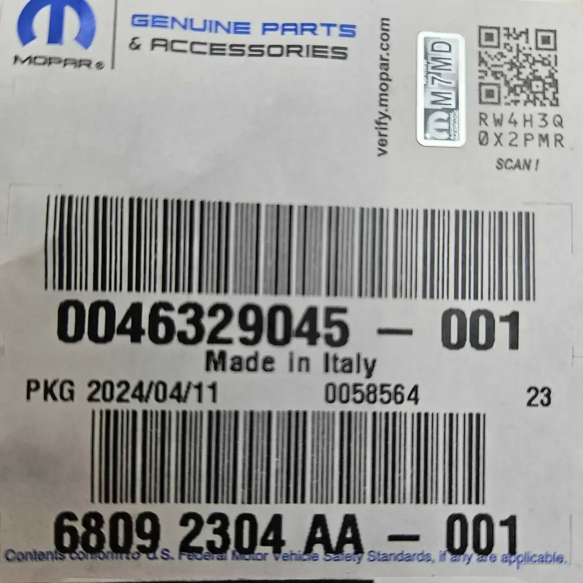 OEM FCA K68092304AA – Gasket-Egr Cooler Bypass To Intake,Jeep Liberty, Jeep Wrangl